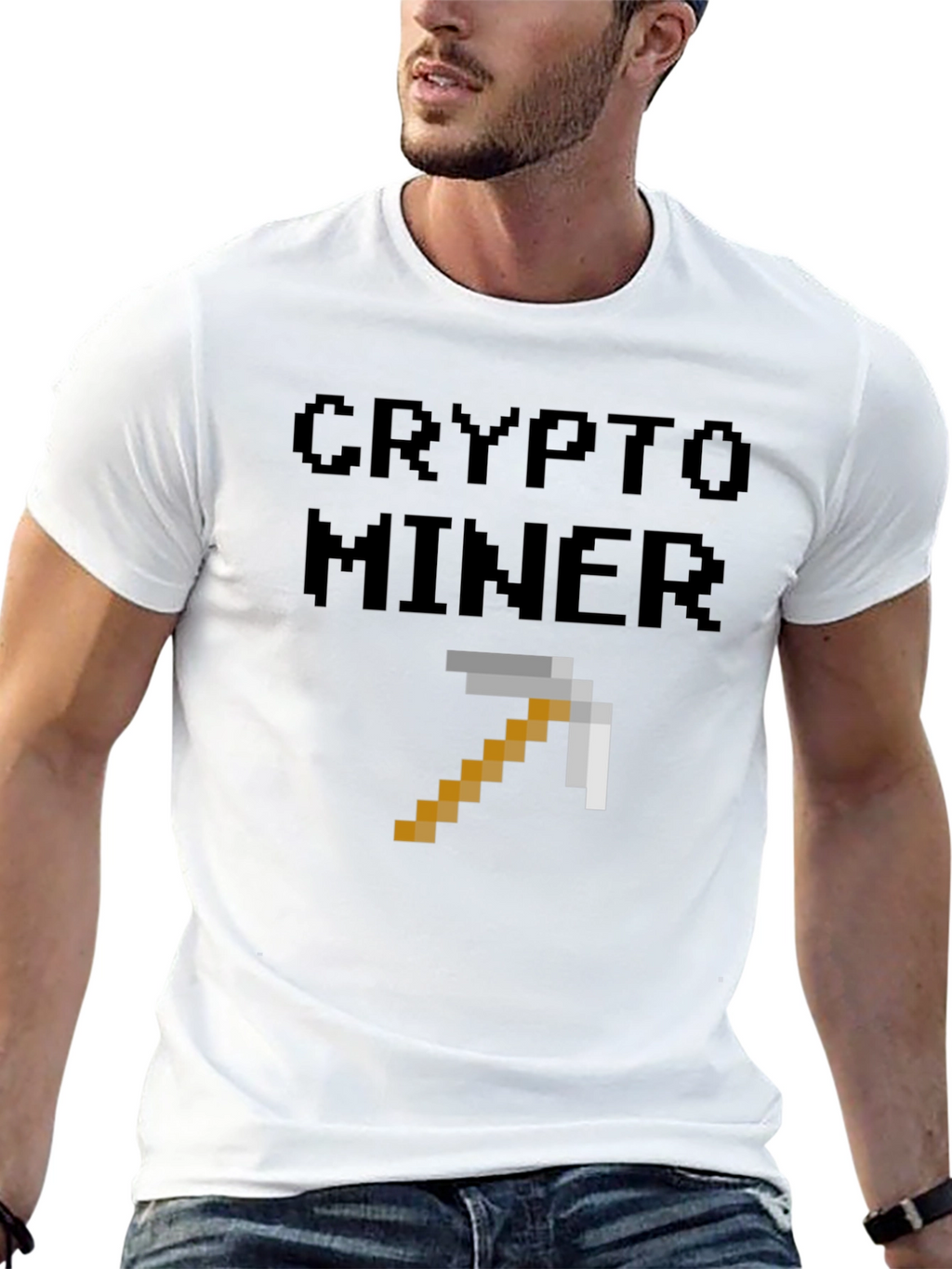 Crypto Miner Pixel Art Black T-Shirt
