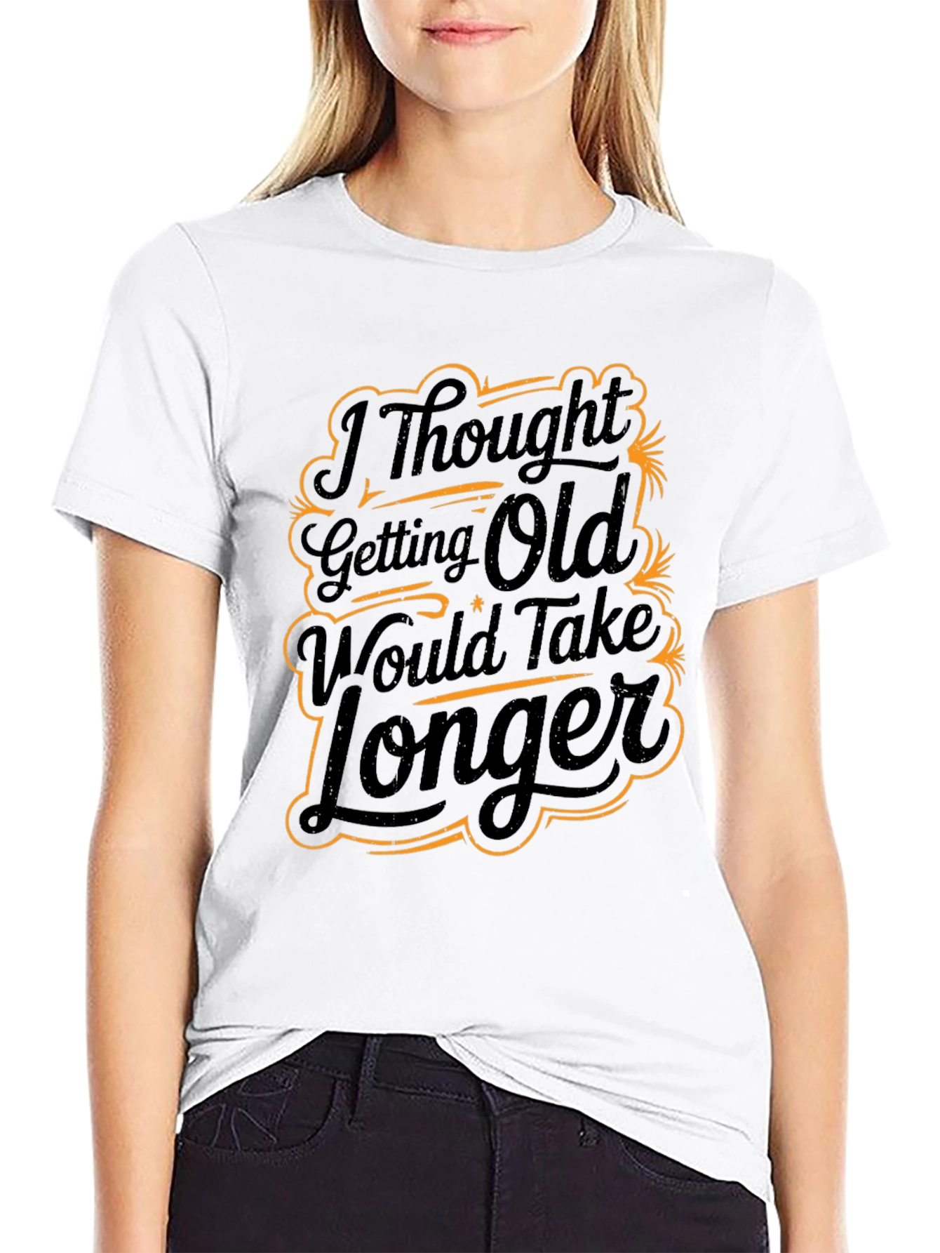Funny Getting Old Graphic Print Black T-Shirt