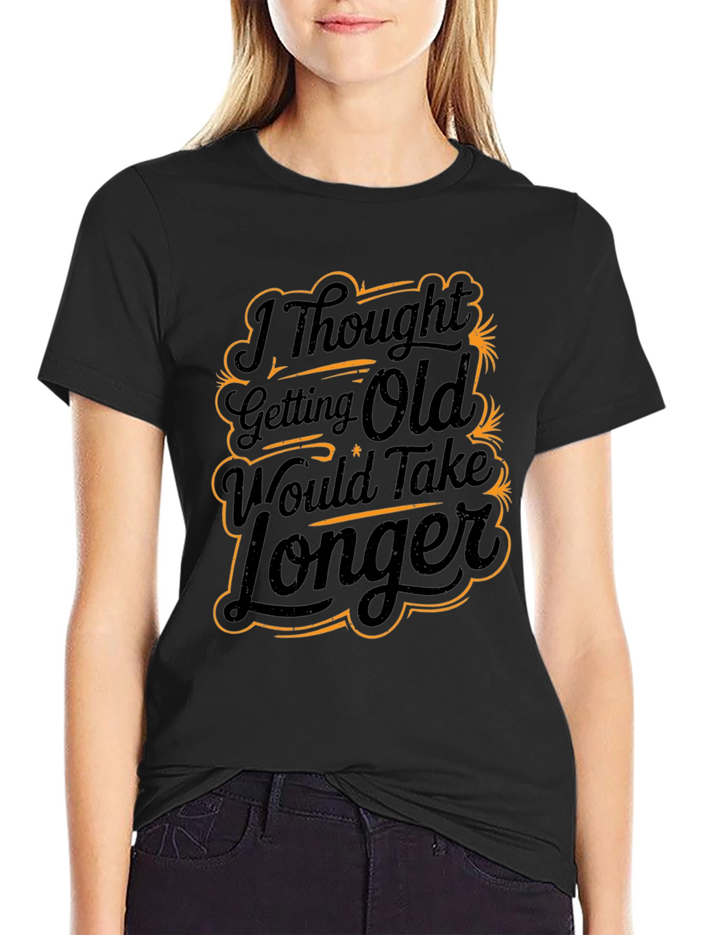 Funny Getting Old Graphic Print Black T-Shirt