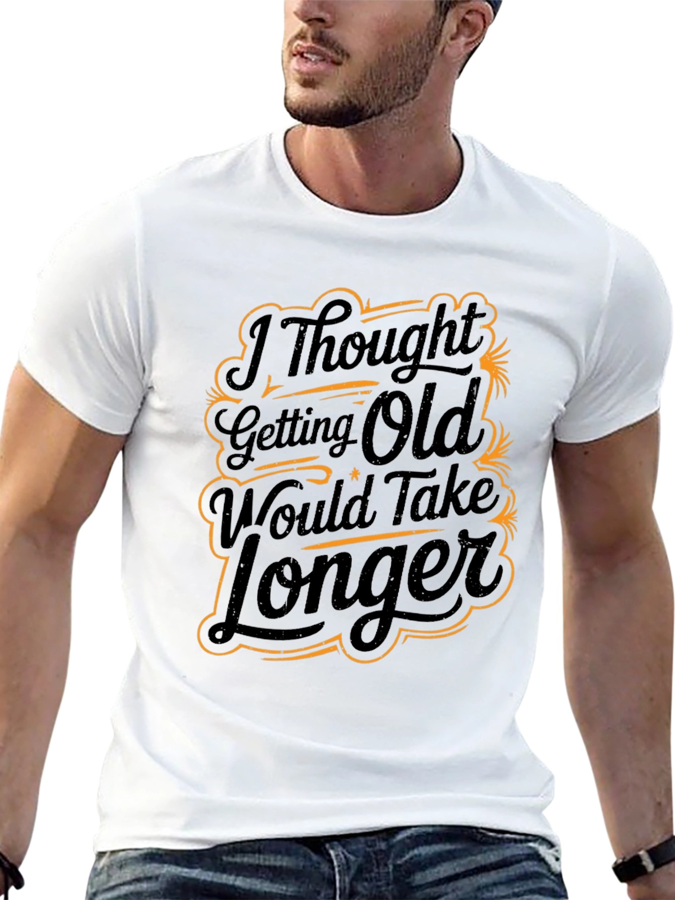 Funny Getting Old Graphic Print Black T-Shirt