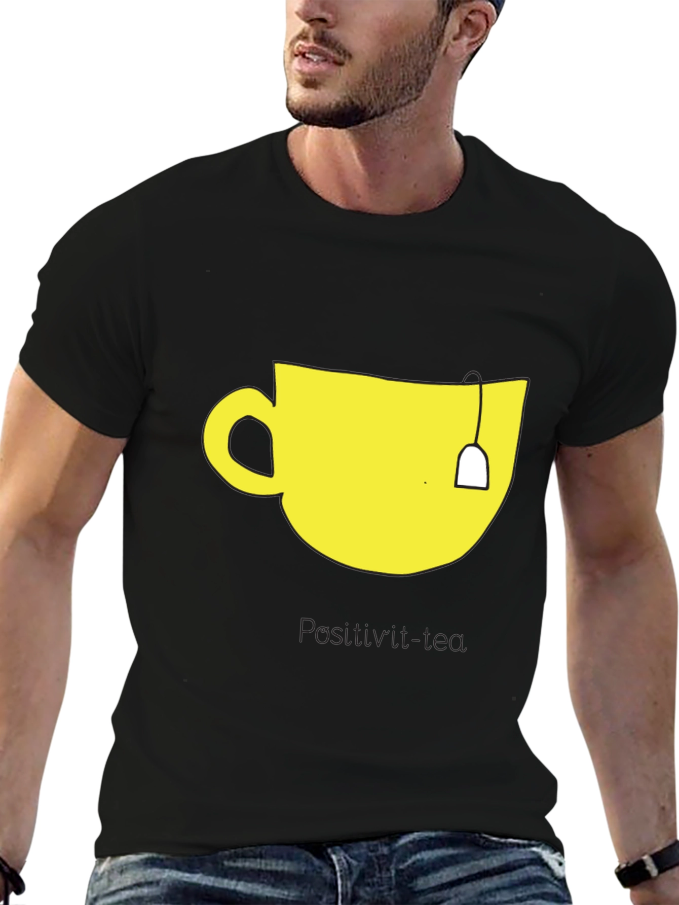 Teacup Graphic Tee - Mens Black Cotton T-Shirt
