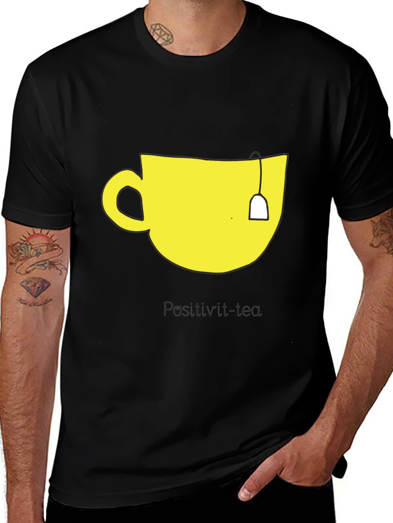 Teacup Graphic Tee - Mens Black Cotton T-Shirt