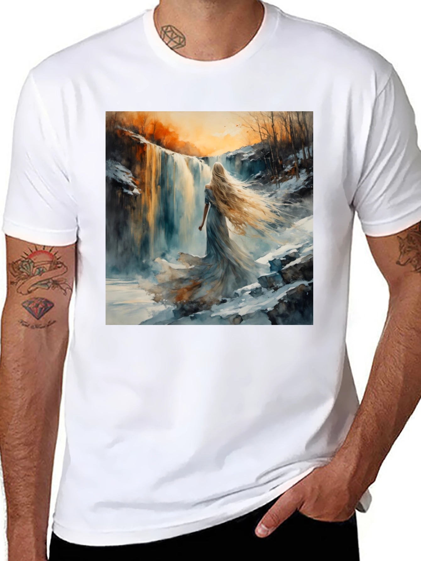 Waterfall Maiden Graphic Tee - Stylish Comfort