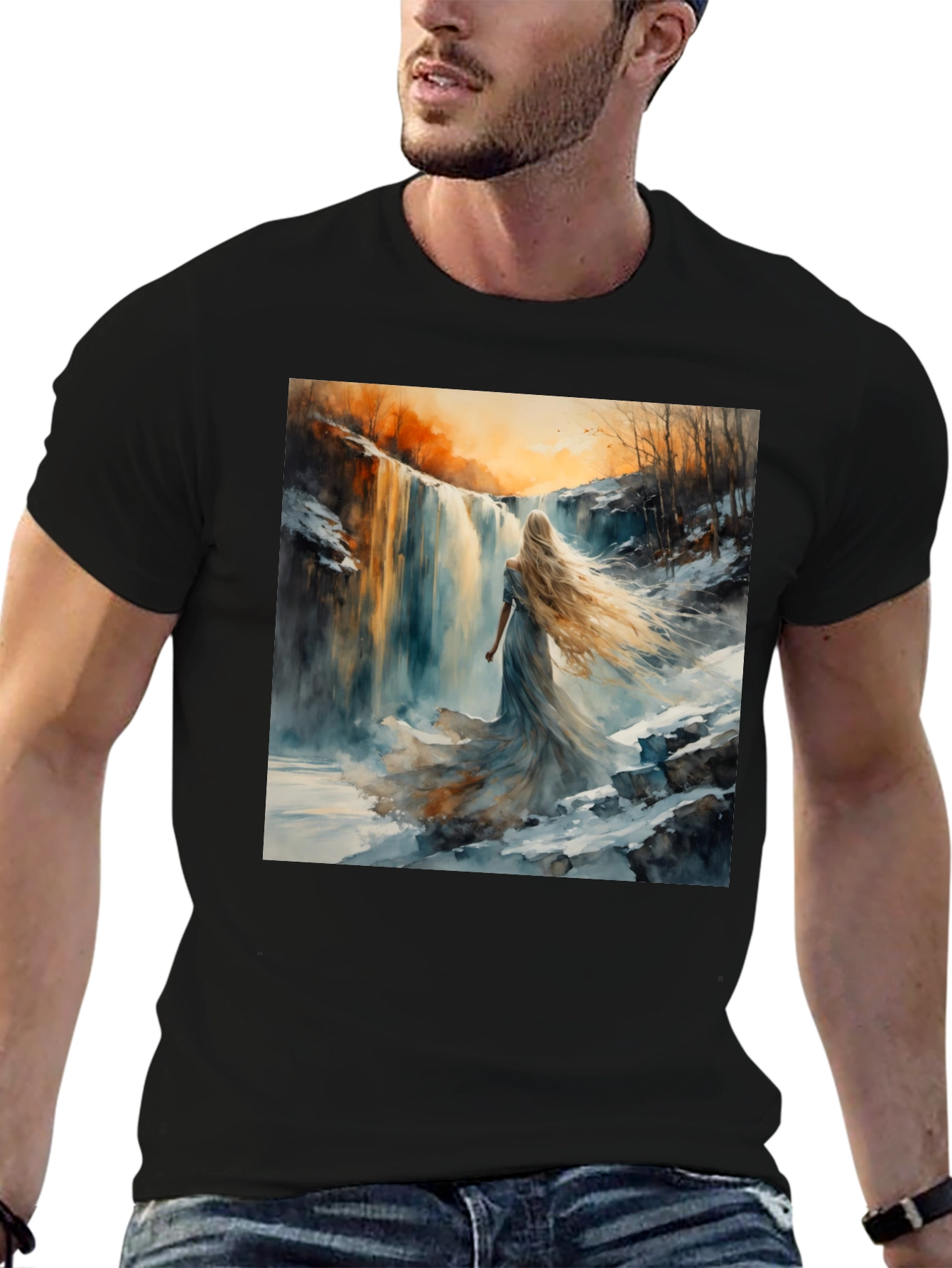 Waterfall Maiden Graphic Tee - Stylish Comfort