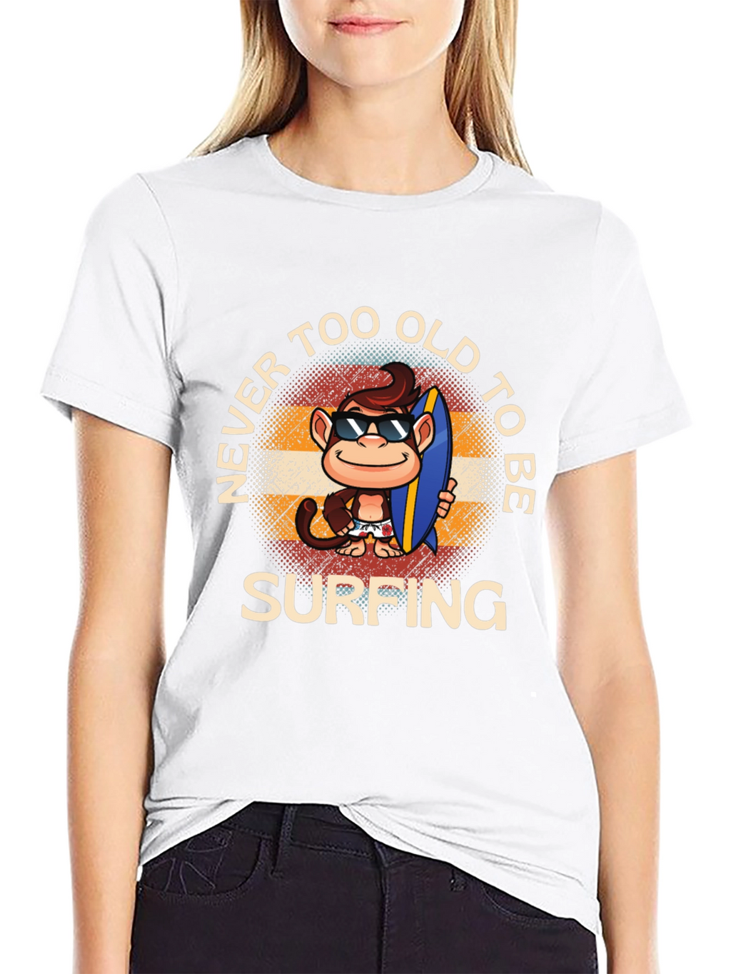 Never Too Old to Surf Monkey T-Shirt