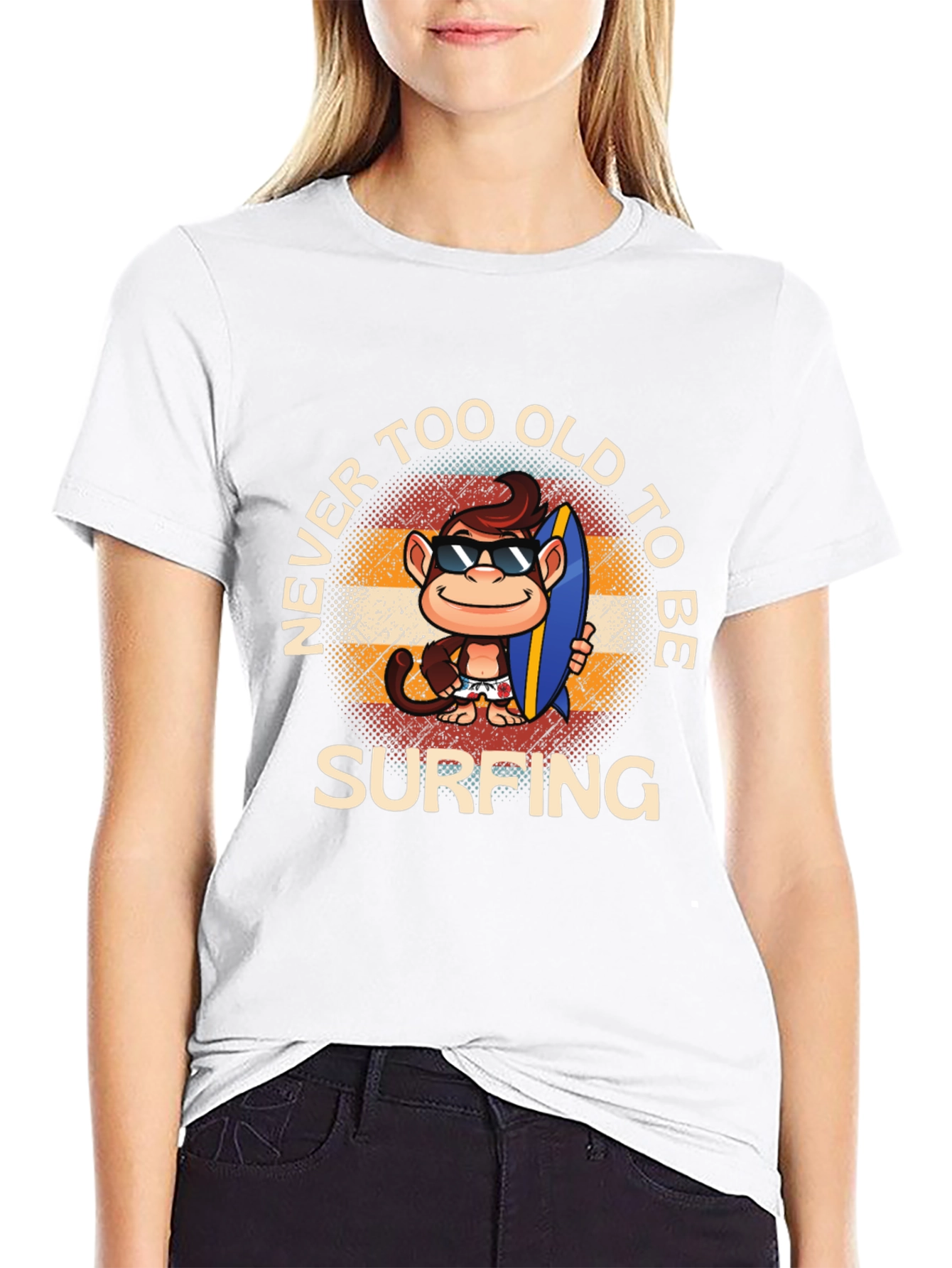 Never Too Old to Surf Monkey T-Shirt