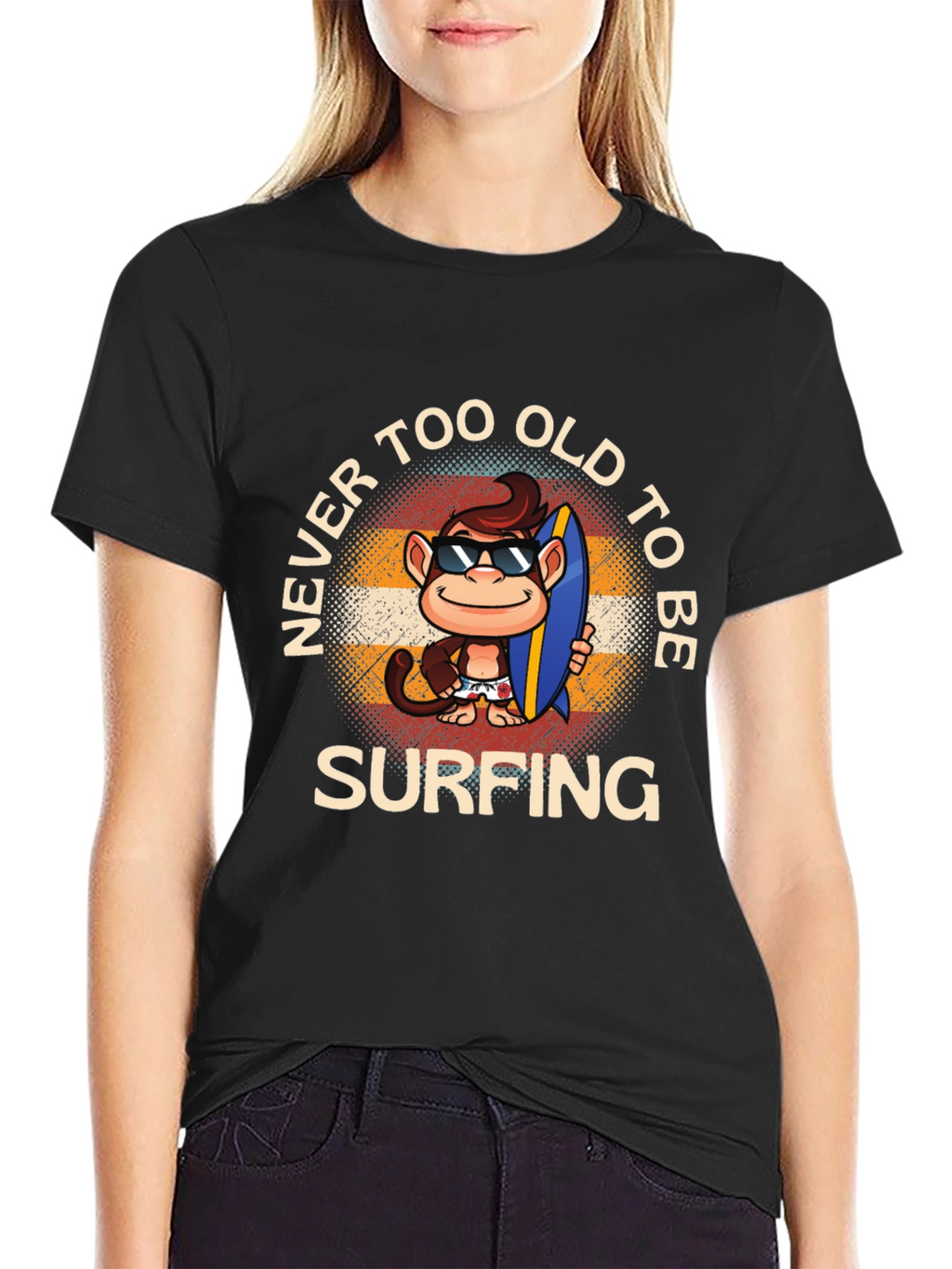 Never Too Old to Surf Monkey T-Shirt