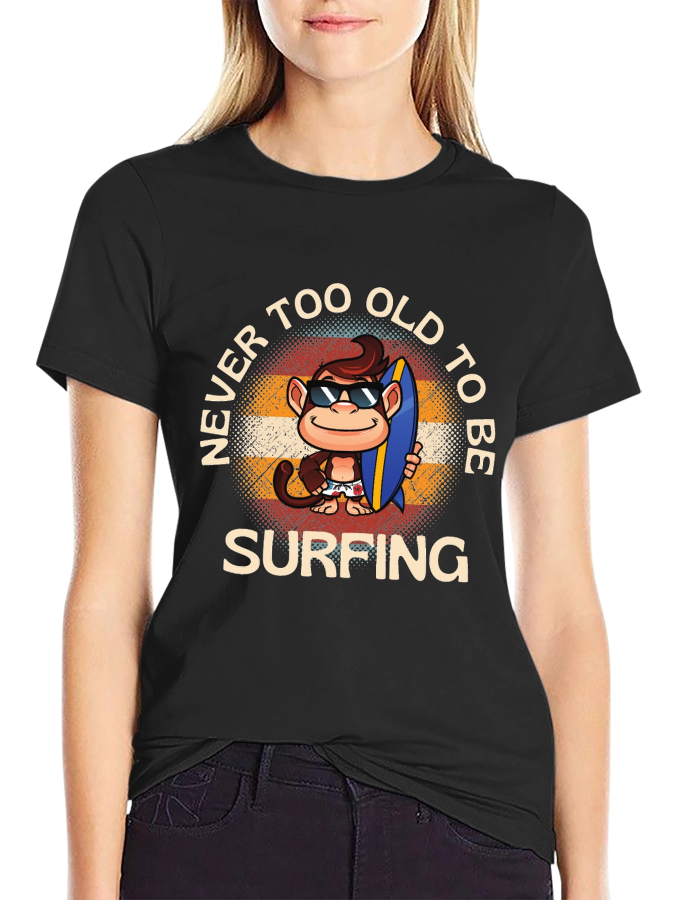 Never Too Old to Surf Monkey T-Shirt
