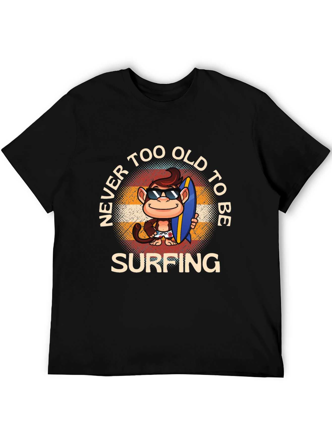 Never Too Old to Surf Monkey T-Shirt