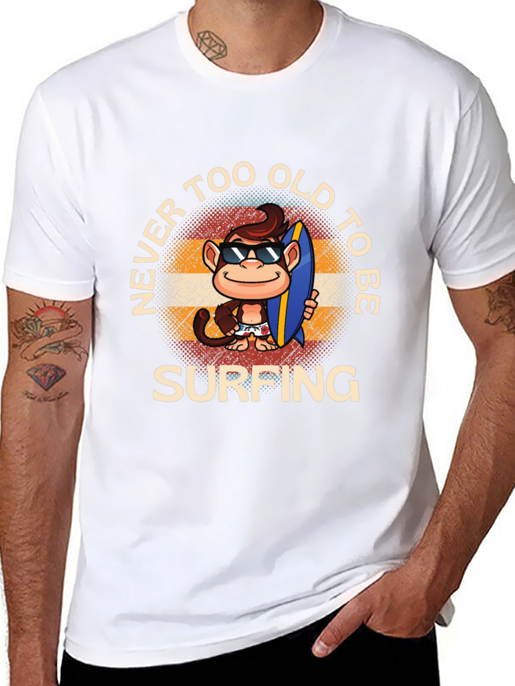 Never Too Old to Surf Monkey T-Shirt