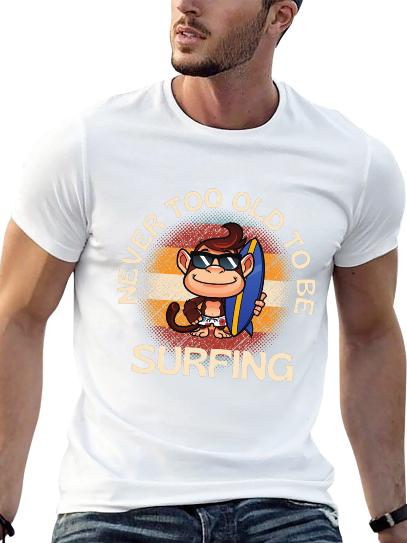 Never Too Old to Surf Monkey T-Shirt