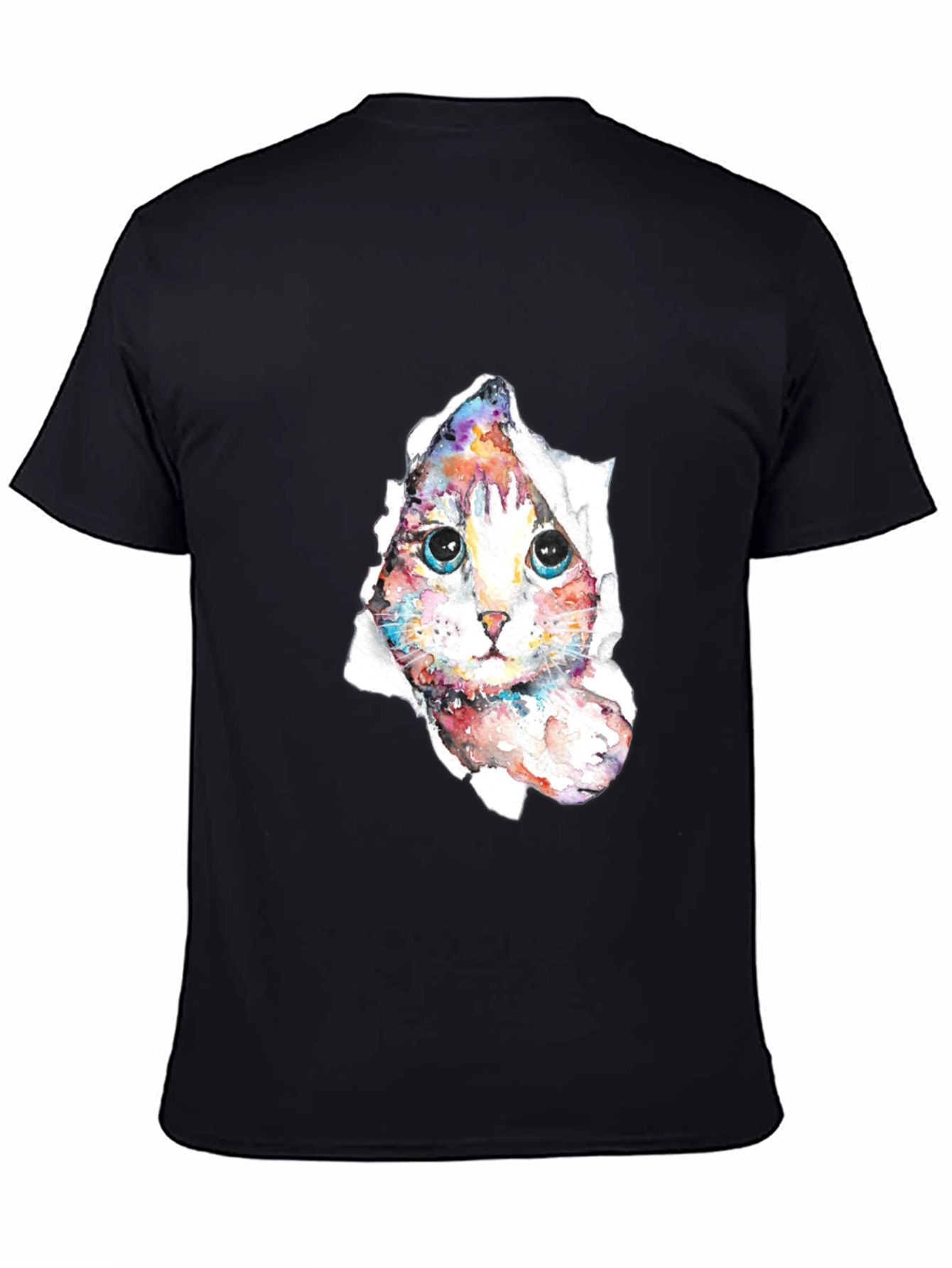 Cat Peeking Through Torn Paper T-Shirt
