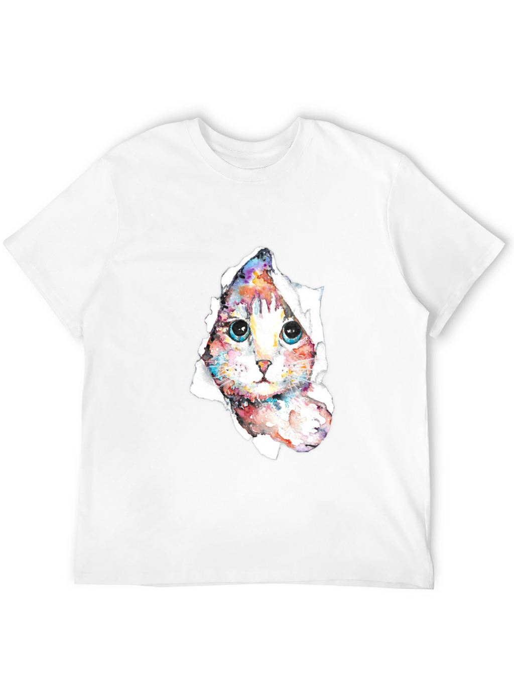 Cat Peeking Through Torn Paper T-Shirt