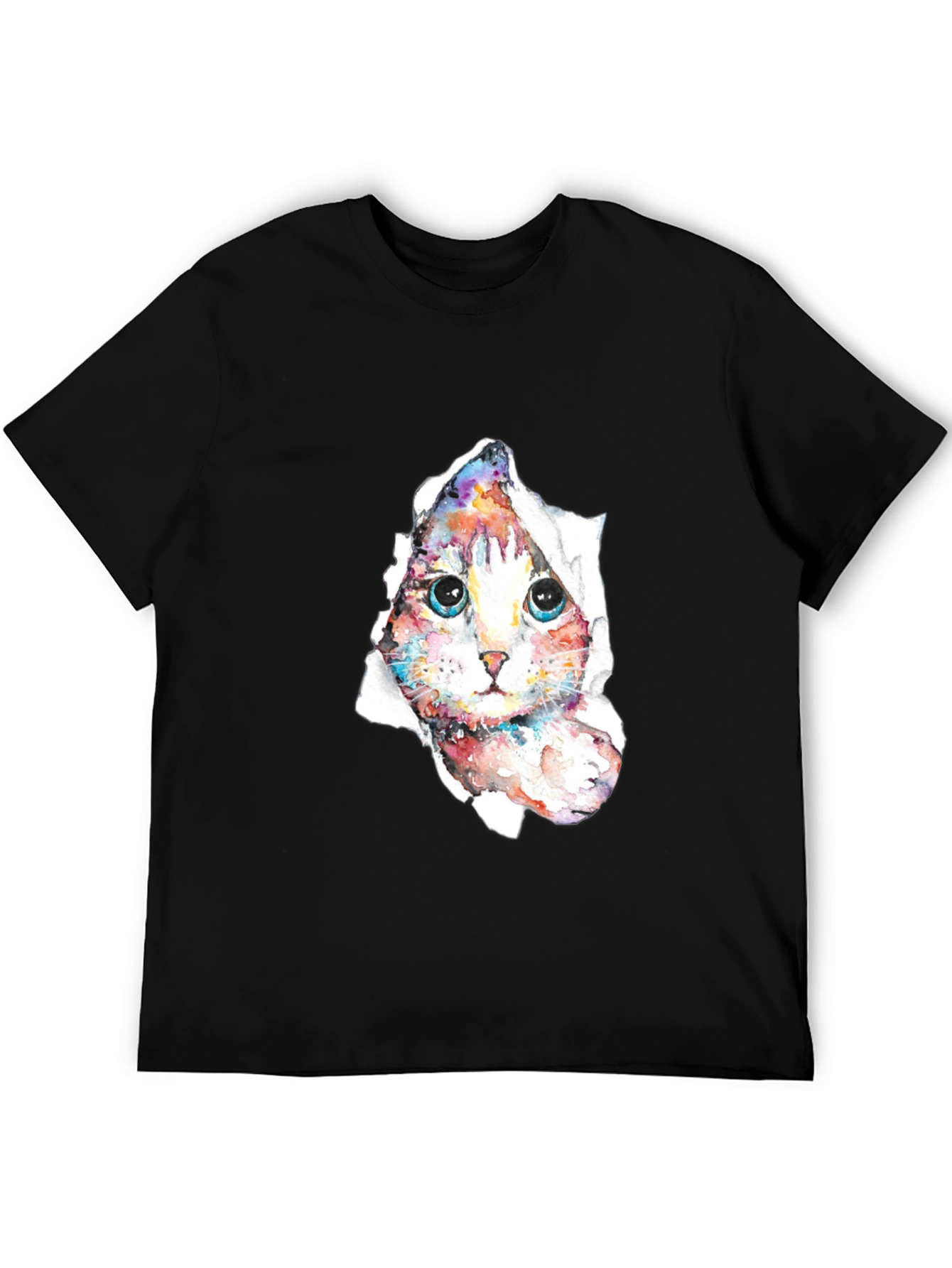 Cat Peeking Through Torn Paper T-Shirt