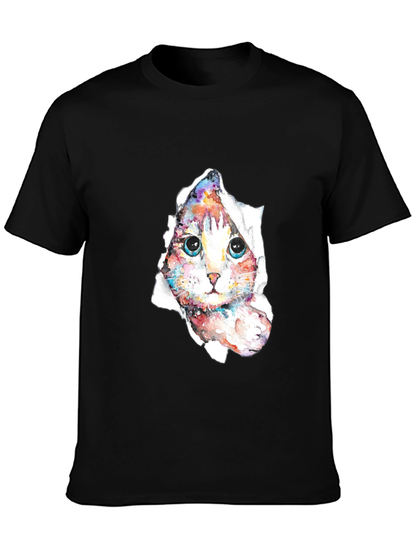 Cat Peeking Through Torn Paper T-Shirt