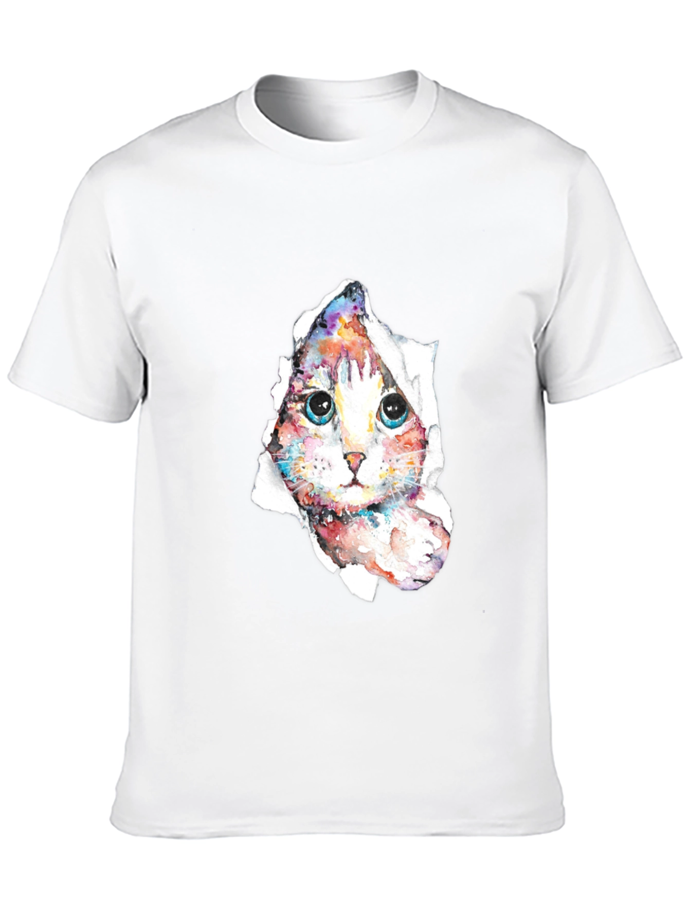 Cat Peeking Through Torn Paper T-Shirt