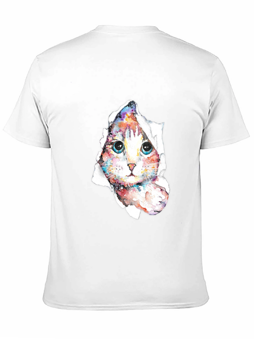 Cat Peeking Through Torn Paper T-Shirt