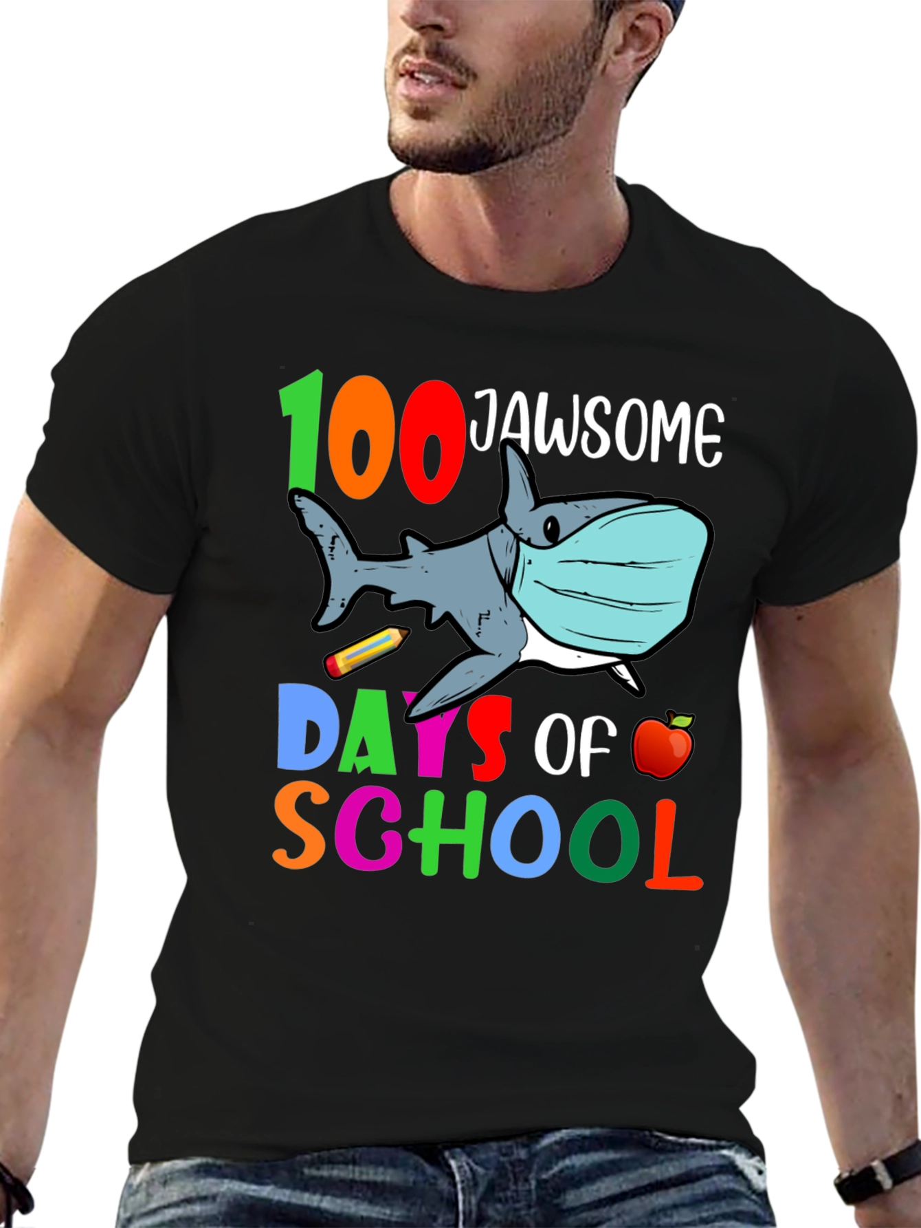 100 Days of School Jaw-some Shark T-Shirt