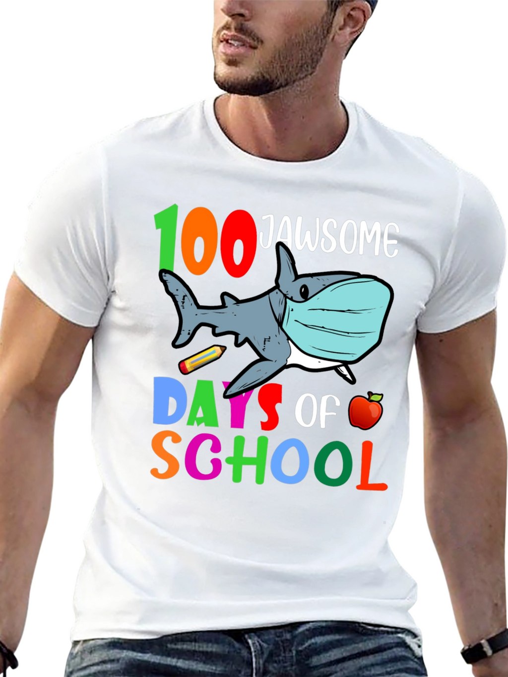 100 Days of School Jaw-some Shark T-Shirt