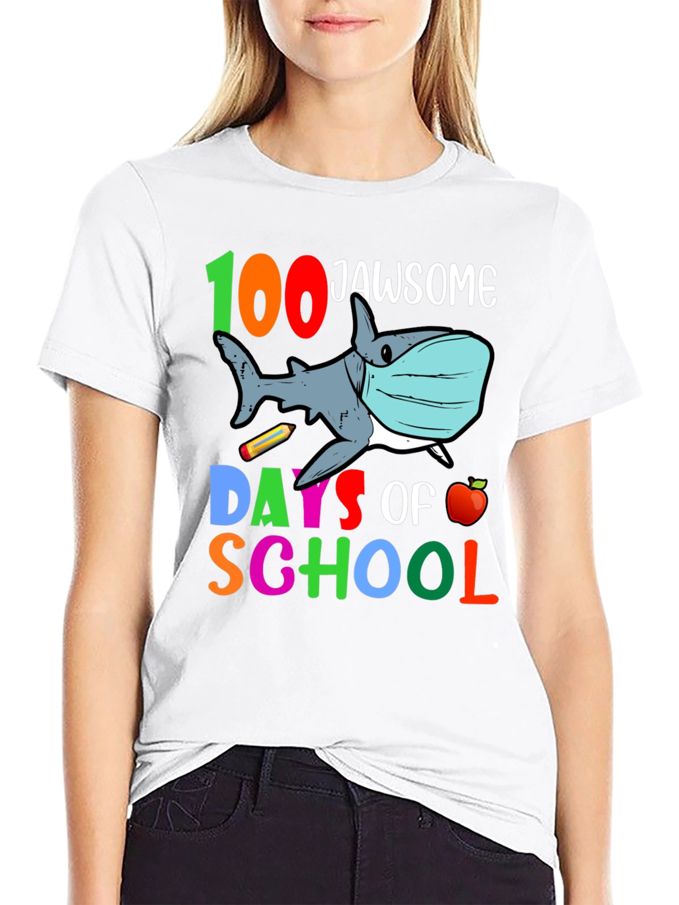 100 Days of School Jaw-some Shark T-Shirt