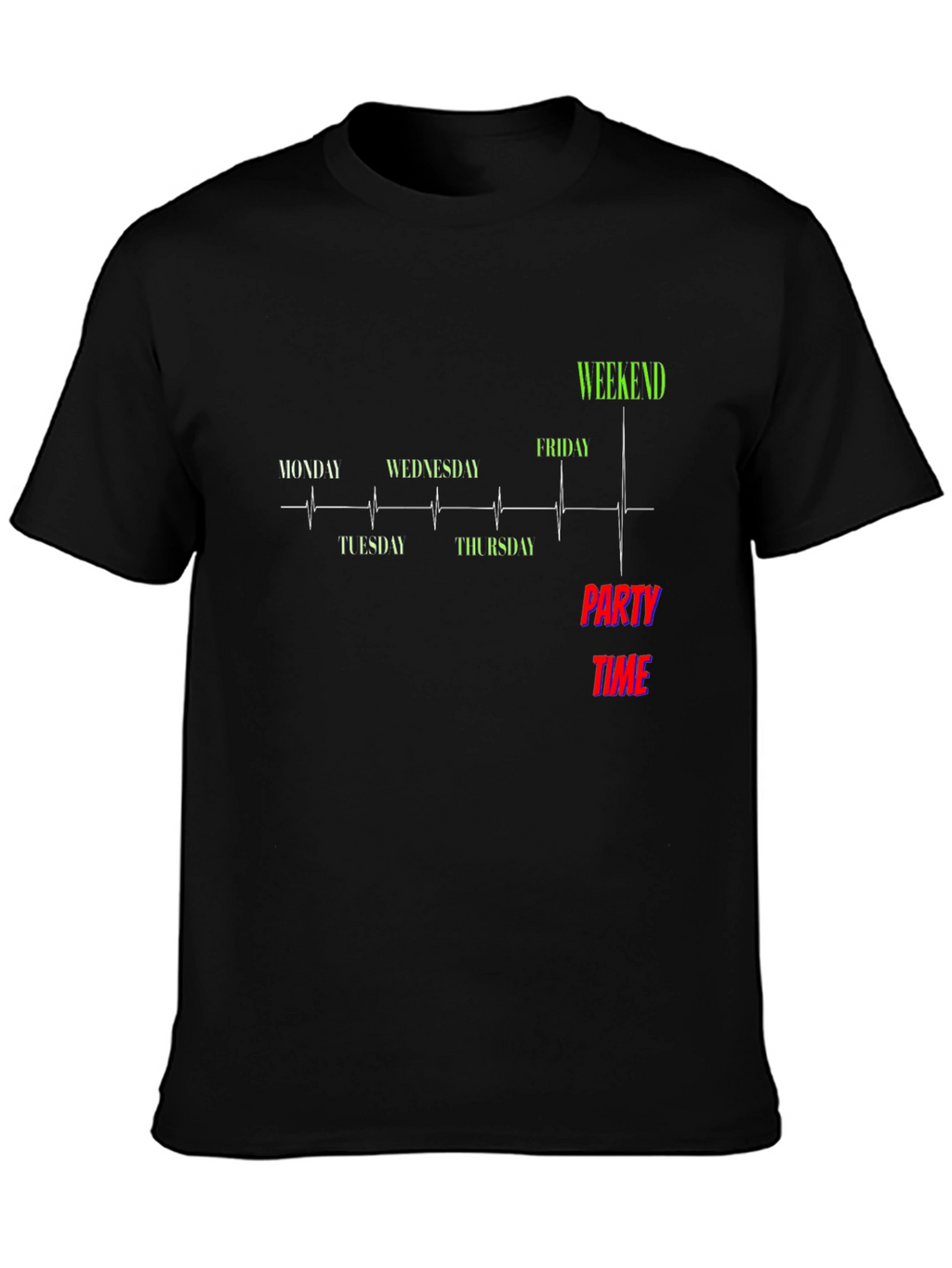 Weekend Party Time Graphic Tee - Black