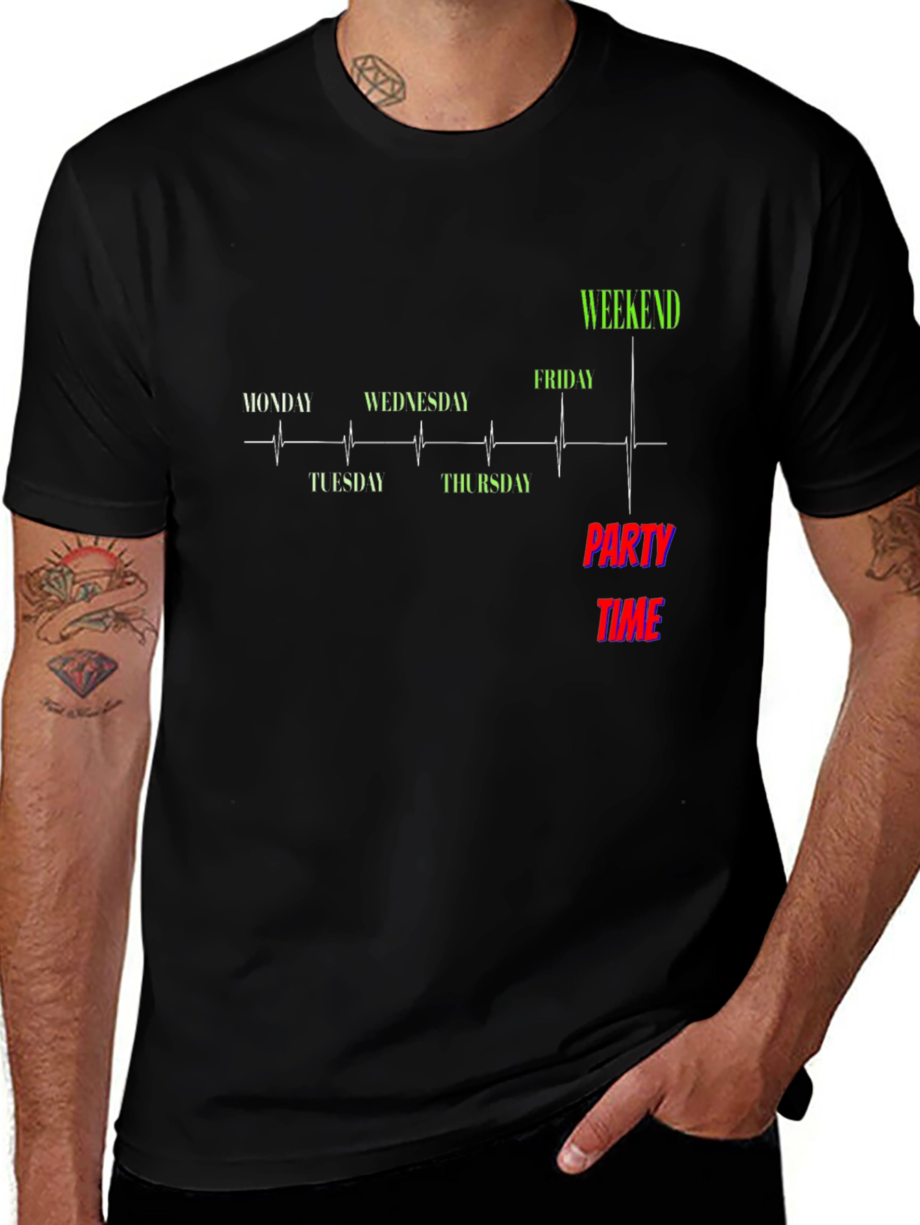 Weekend Party Time Graphic Tee - Black