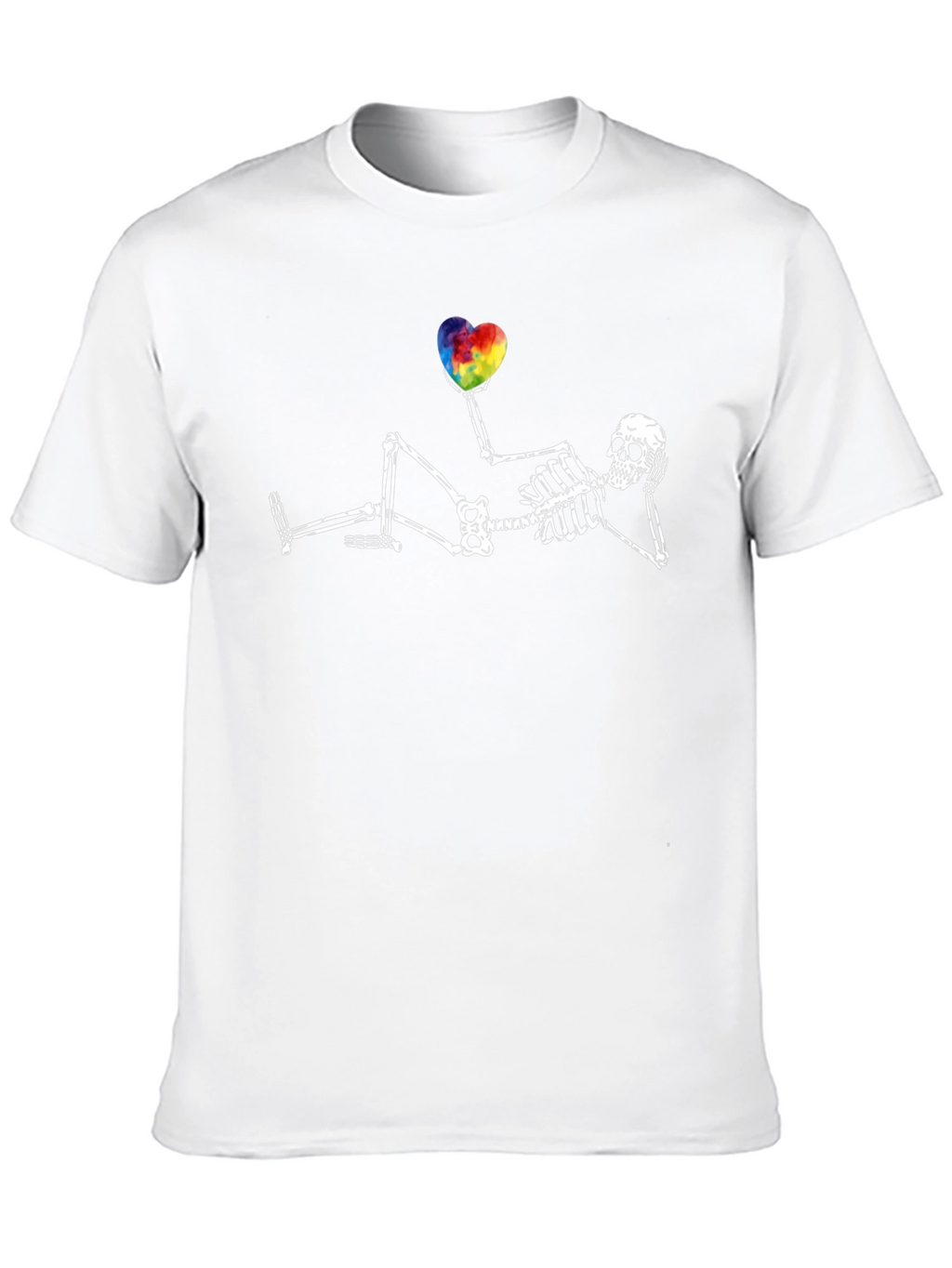 Skeleton Rainbow Heart Graphic T-Shirt