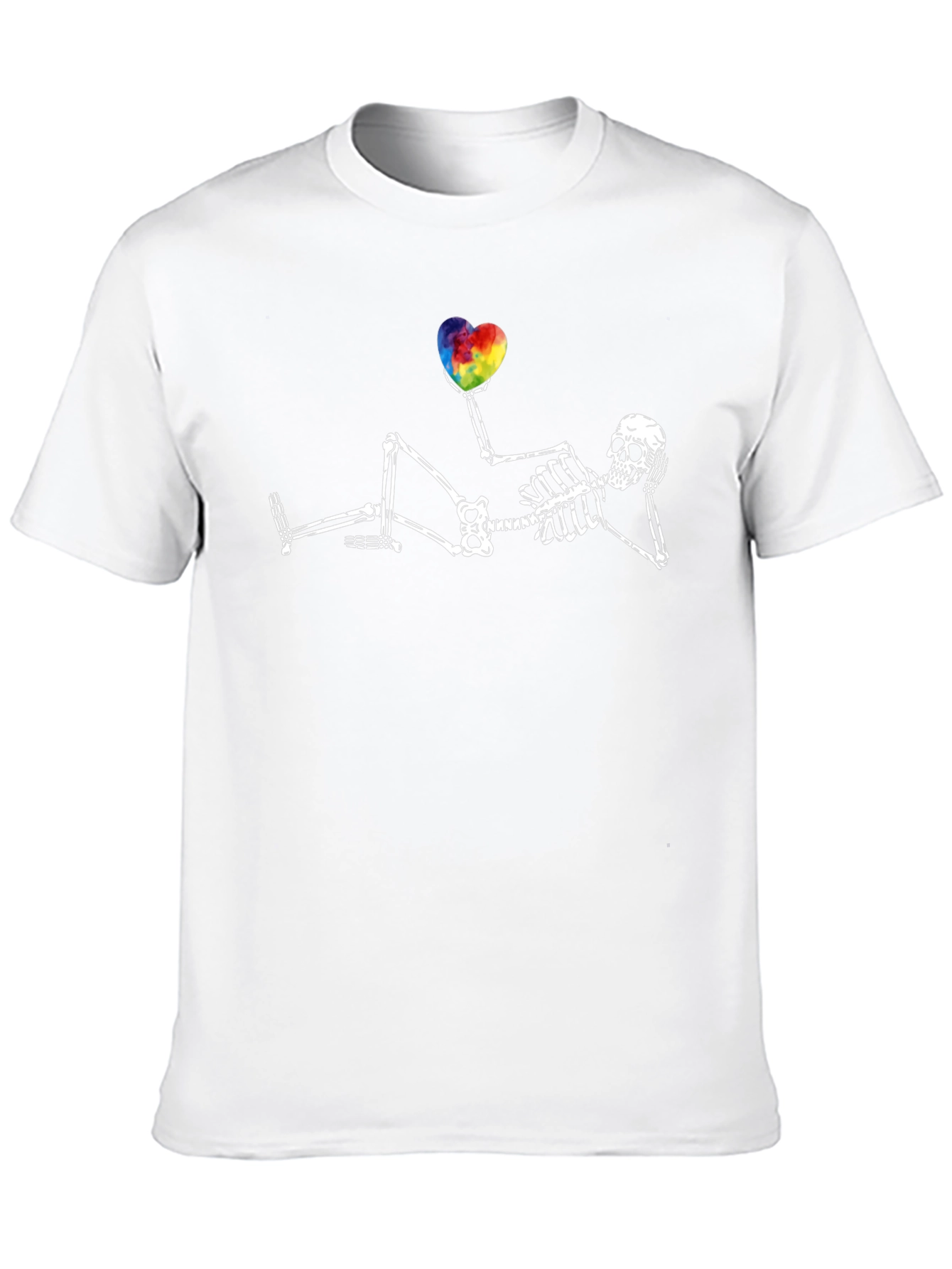 Skeleton Rainbow Heart Graphic T-Shirt