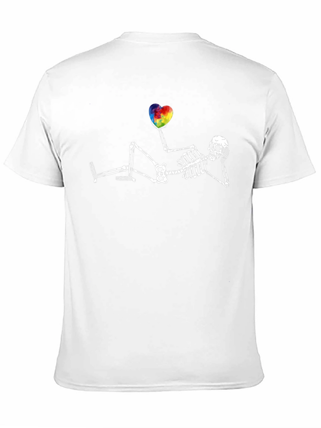 Skeleton Rainbow Heart Graphic T-Shirt