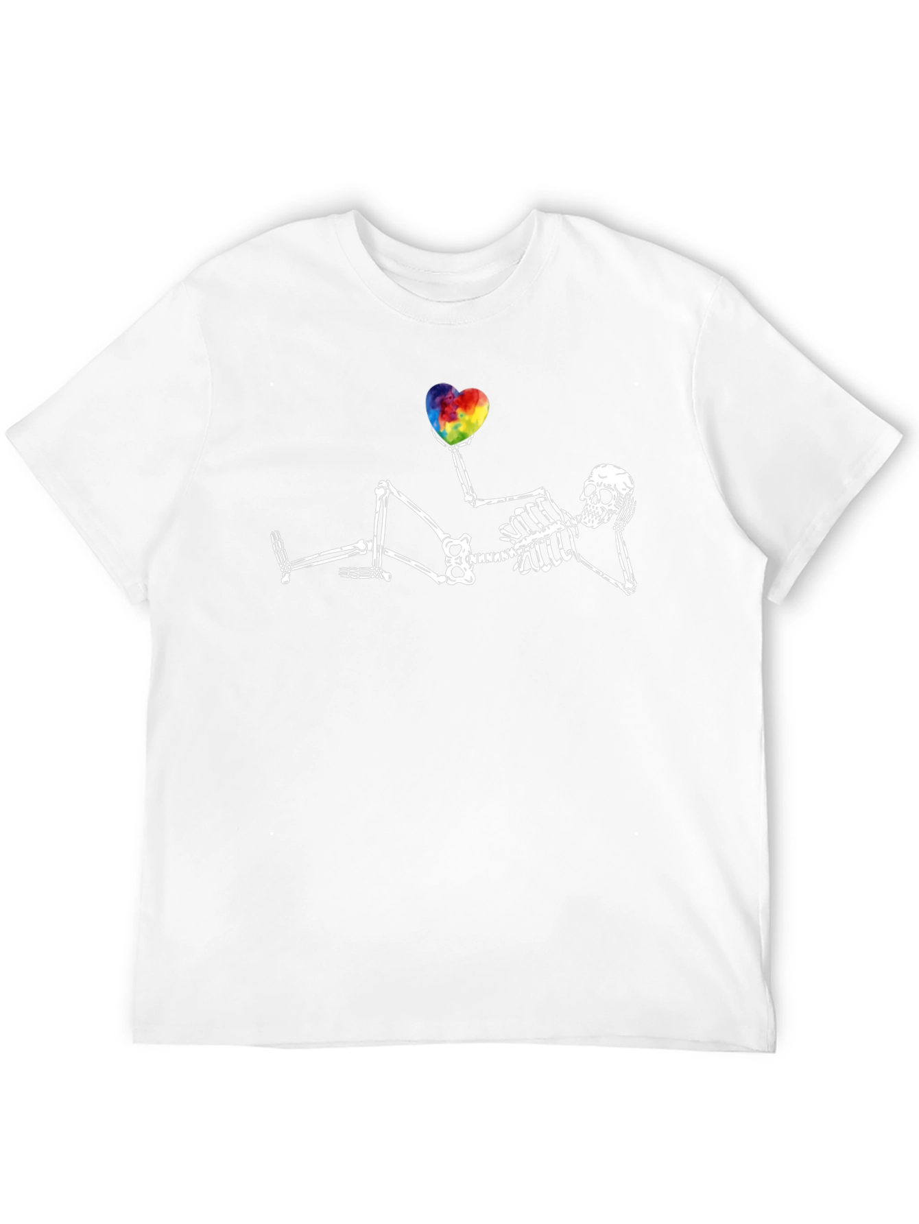 Skeleton Rainbow Heart Graphic T-Shirt