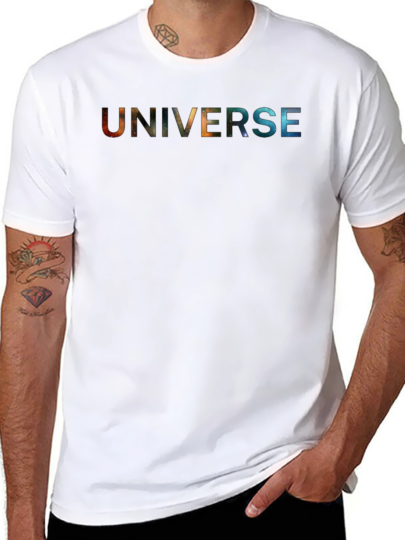 Universe Graphic Print Black T-Shirt