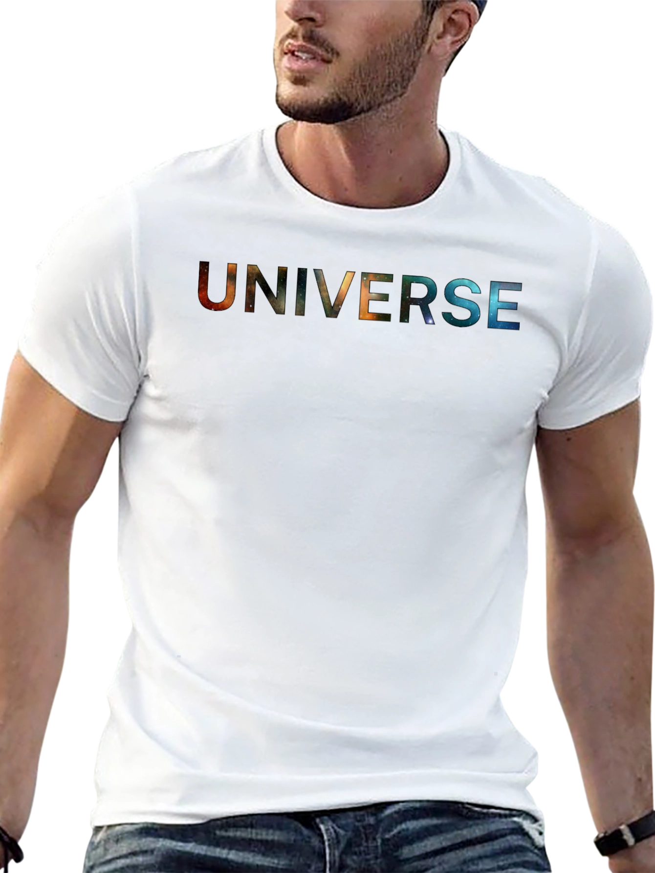 Universe Graphic Print Black T-Shirt