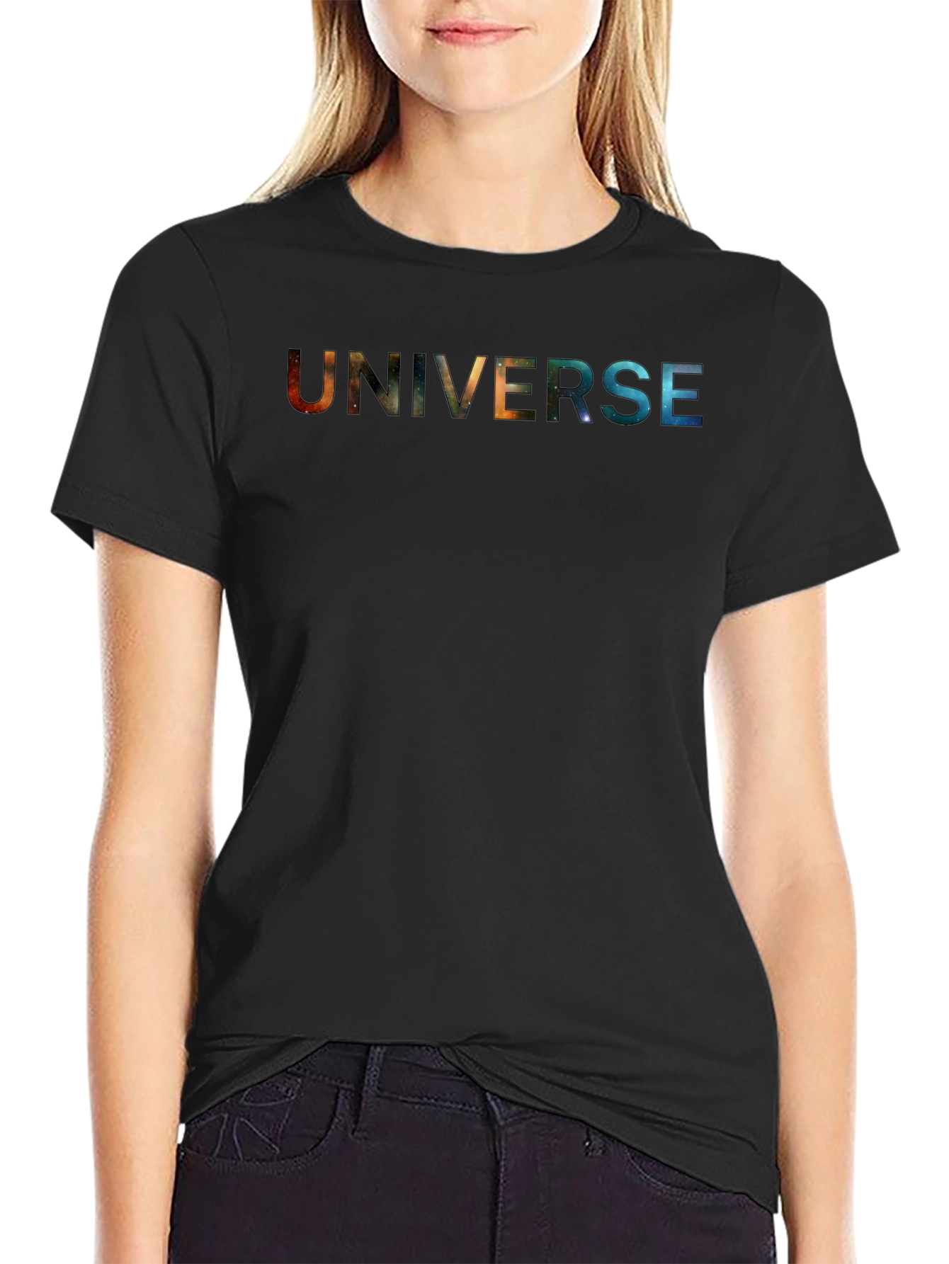 Universe Graphic Print Black T-Shirt