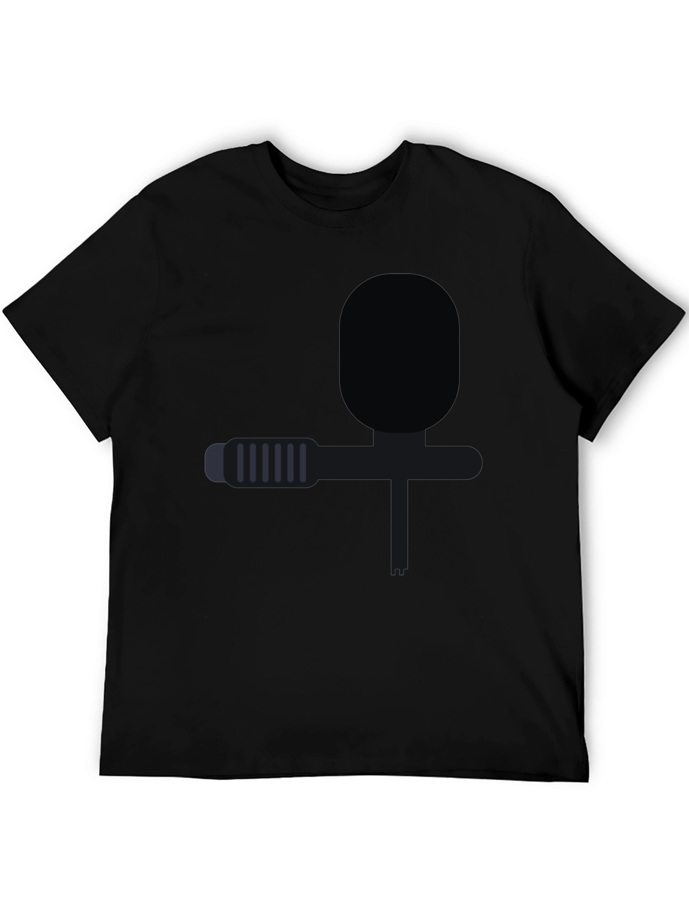 Abstract Microphone Graphic Tee - Stylish Black T-Shirt