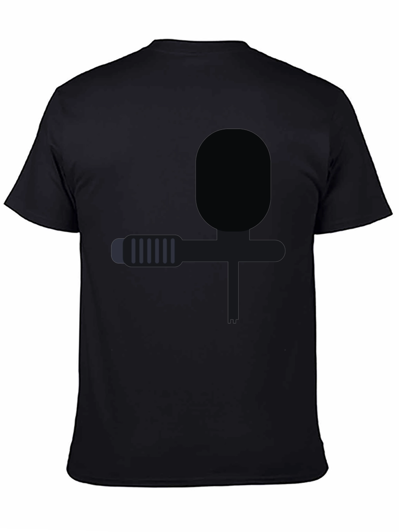 Abstract Microphone Graphic Tee - Stylish Black T-Shirt
