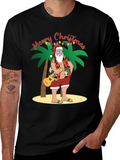 Tropical Santa Christmas Graphic Tee