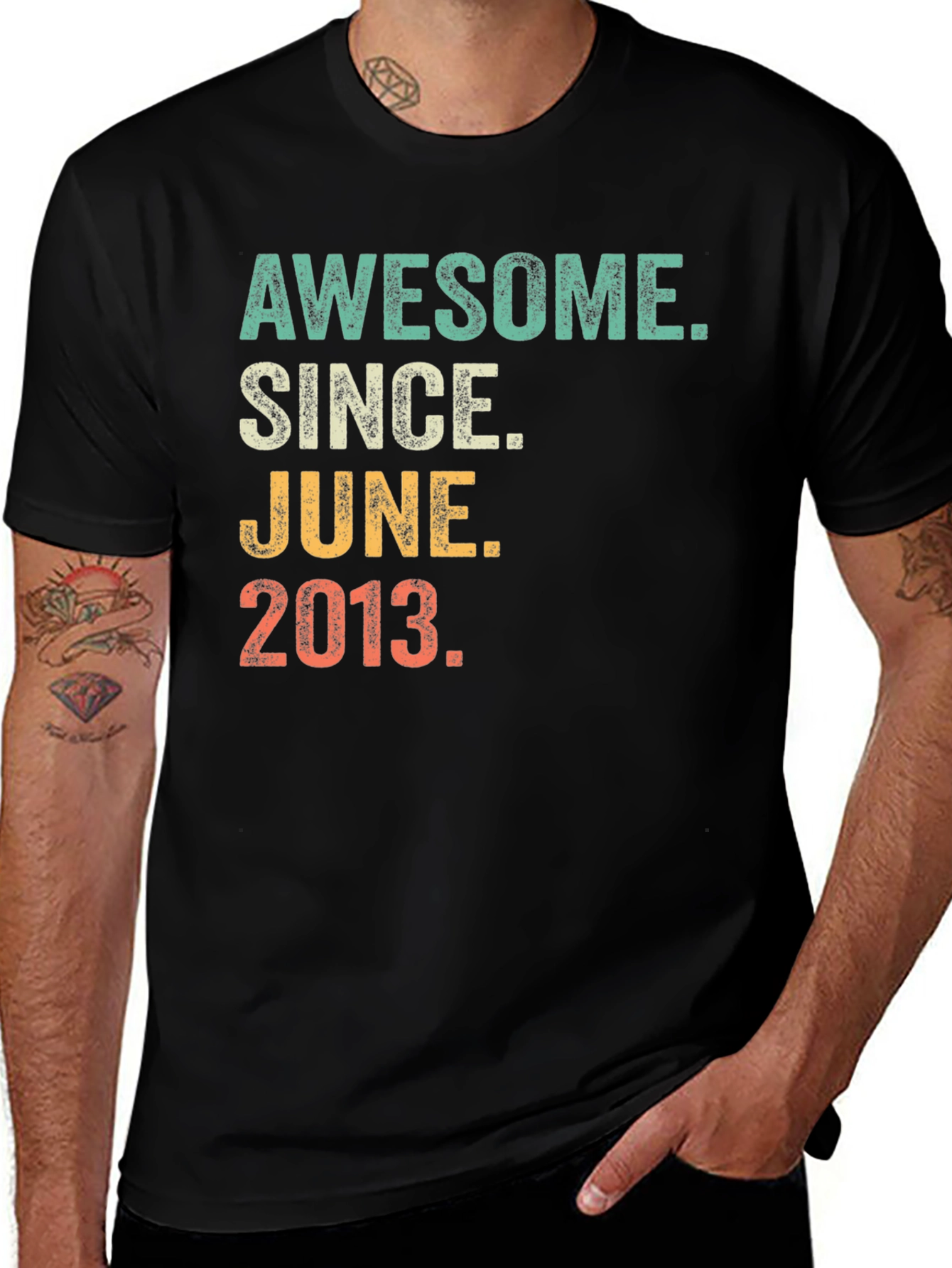 Awesome Since June 2013 Black Graphic T-Shirt