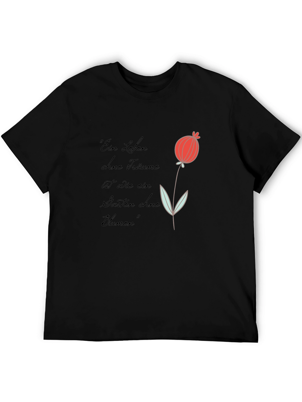 Graphic Tee with Flower and Quote