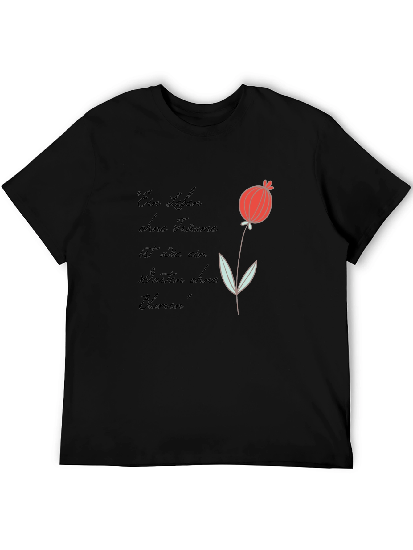 Graphic Tee with Flower and Quote