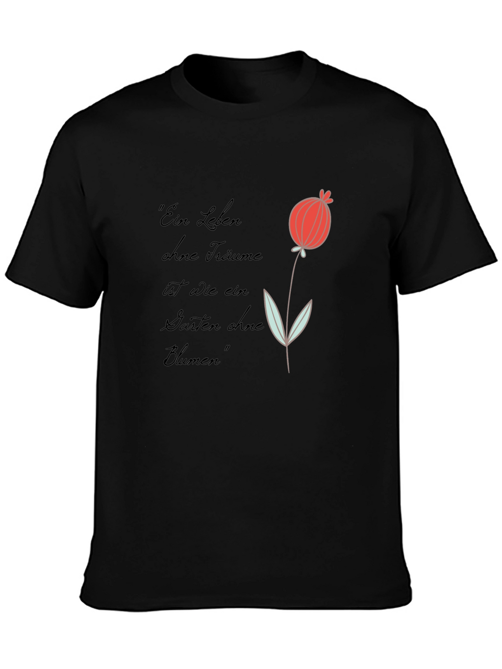 Graphic Tee with Flower and Quote