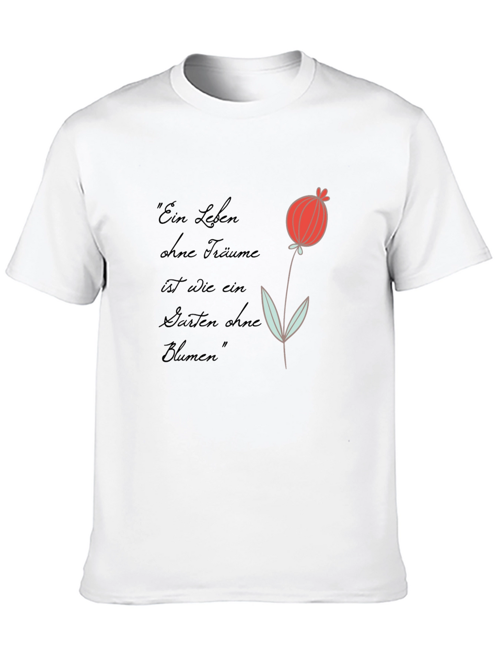 Graphic Tee with Flower and Quote