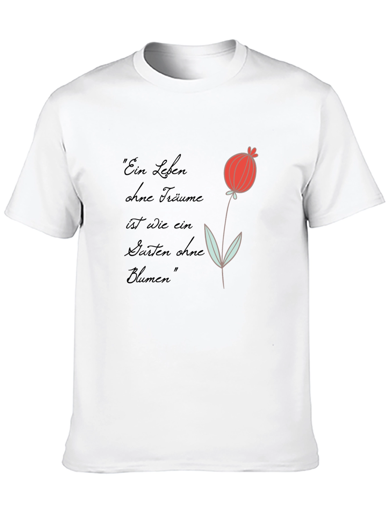 Graphic Tee with Flower and Quote