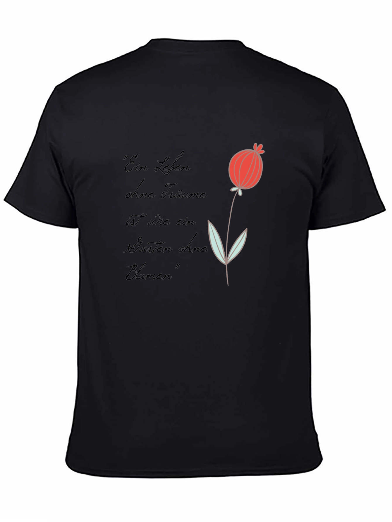 Graphic Tee with Flower and Quote
