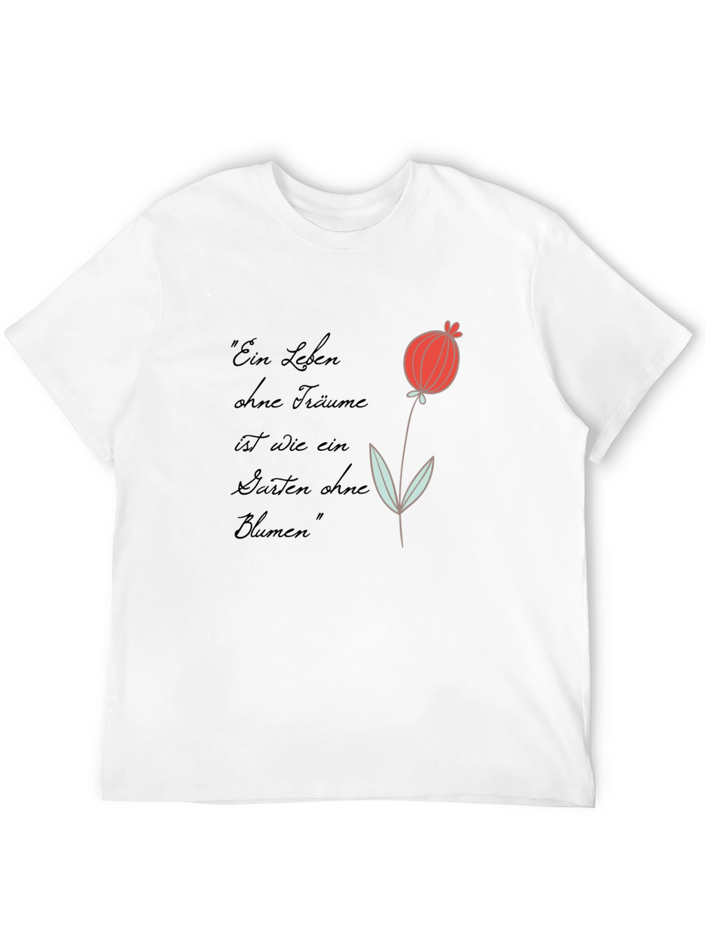 Graphic Tee with Flower and Quote