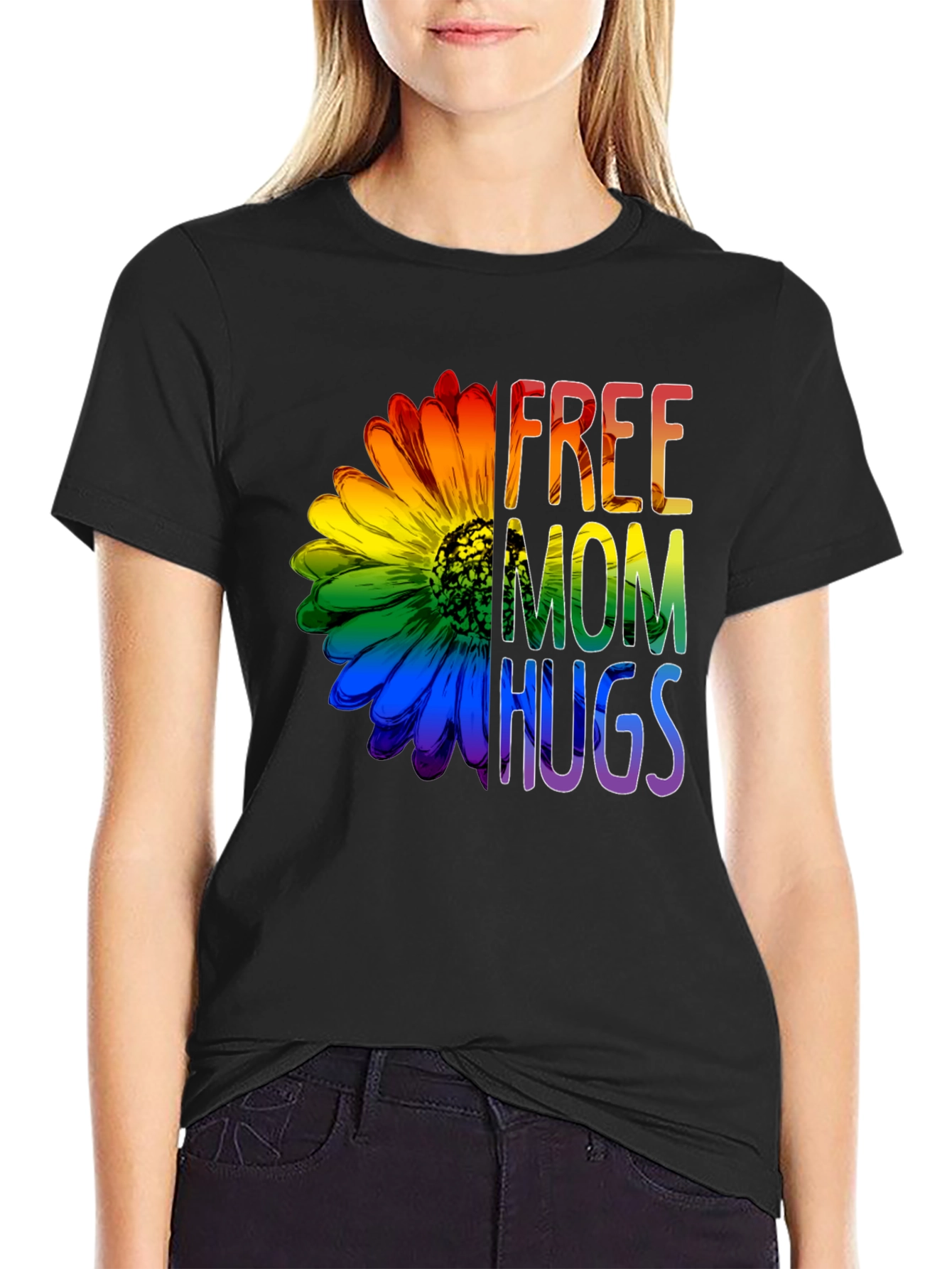 Free Mom Hugs Rainbow Flower T-Shirt