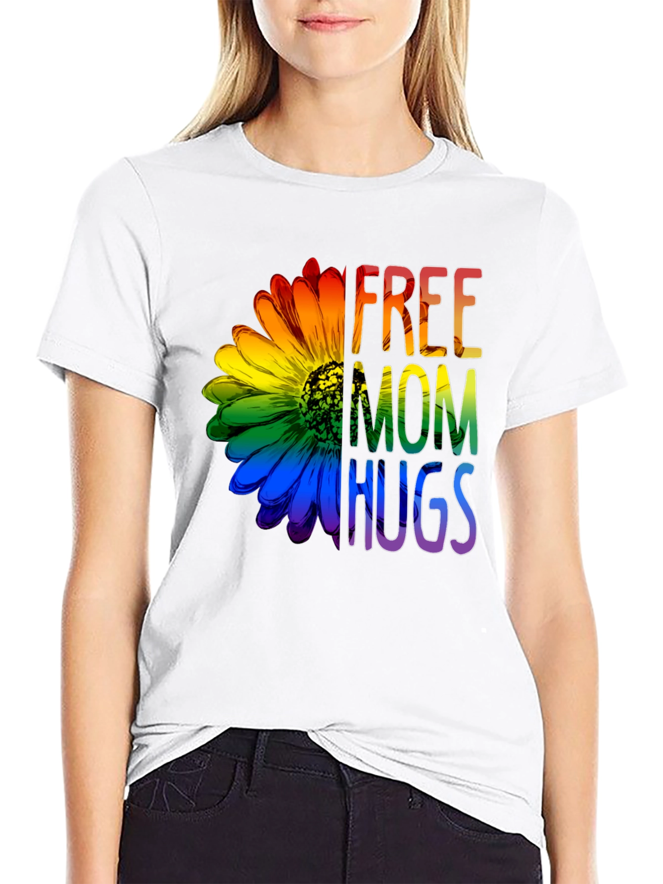 Free Mom Hugs Rainbow Flower T-Shirt