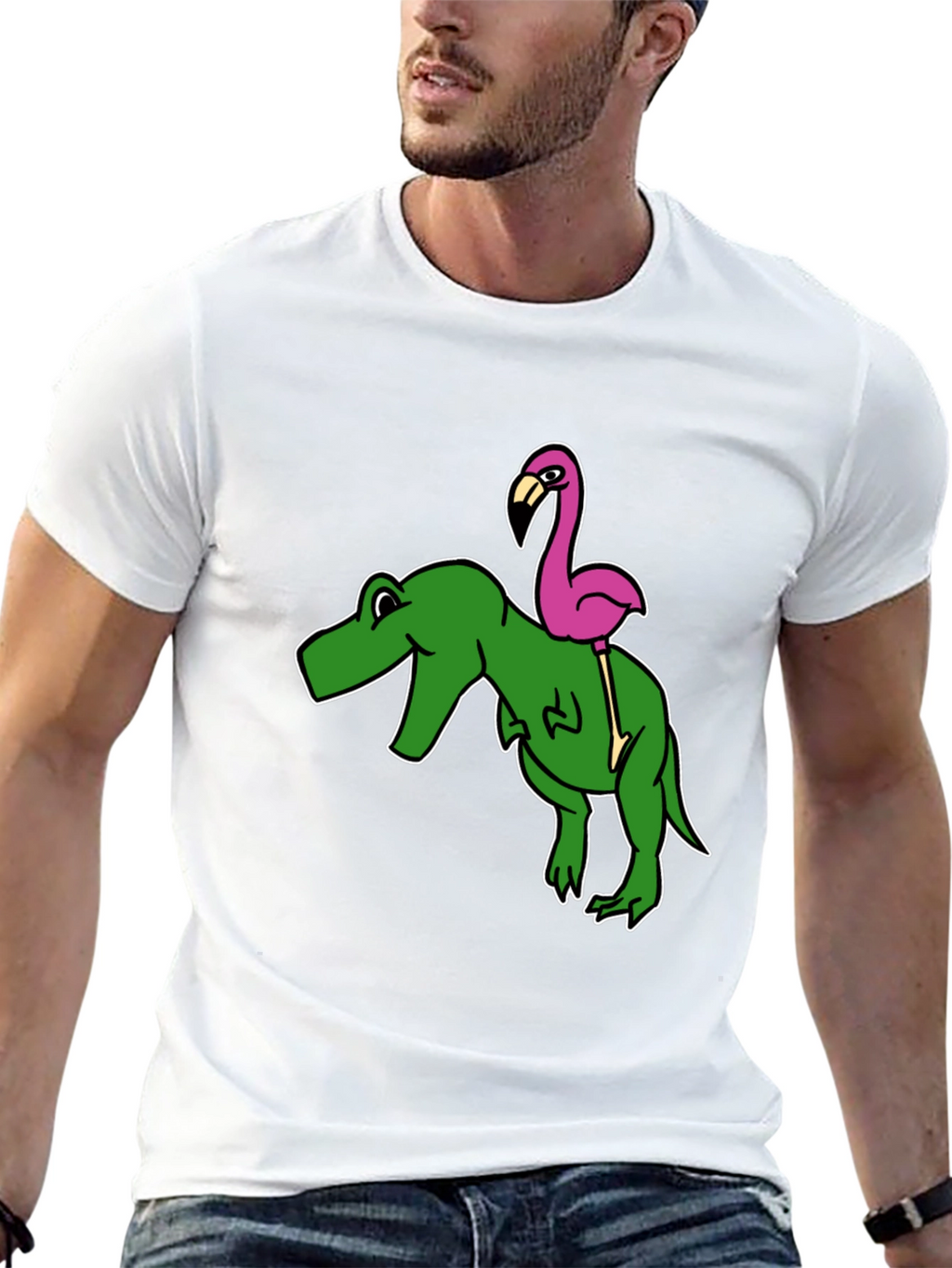 Dino Flamingo T-Shirt - Funny Graphic Tee