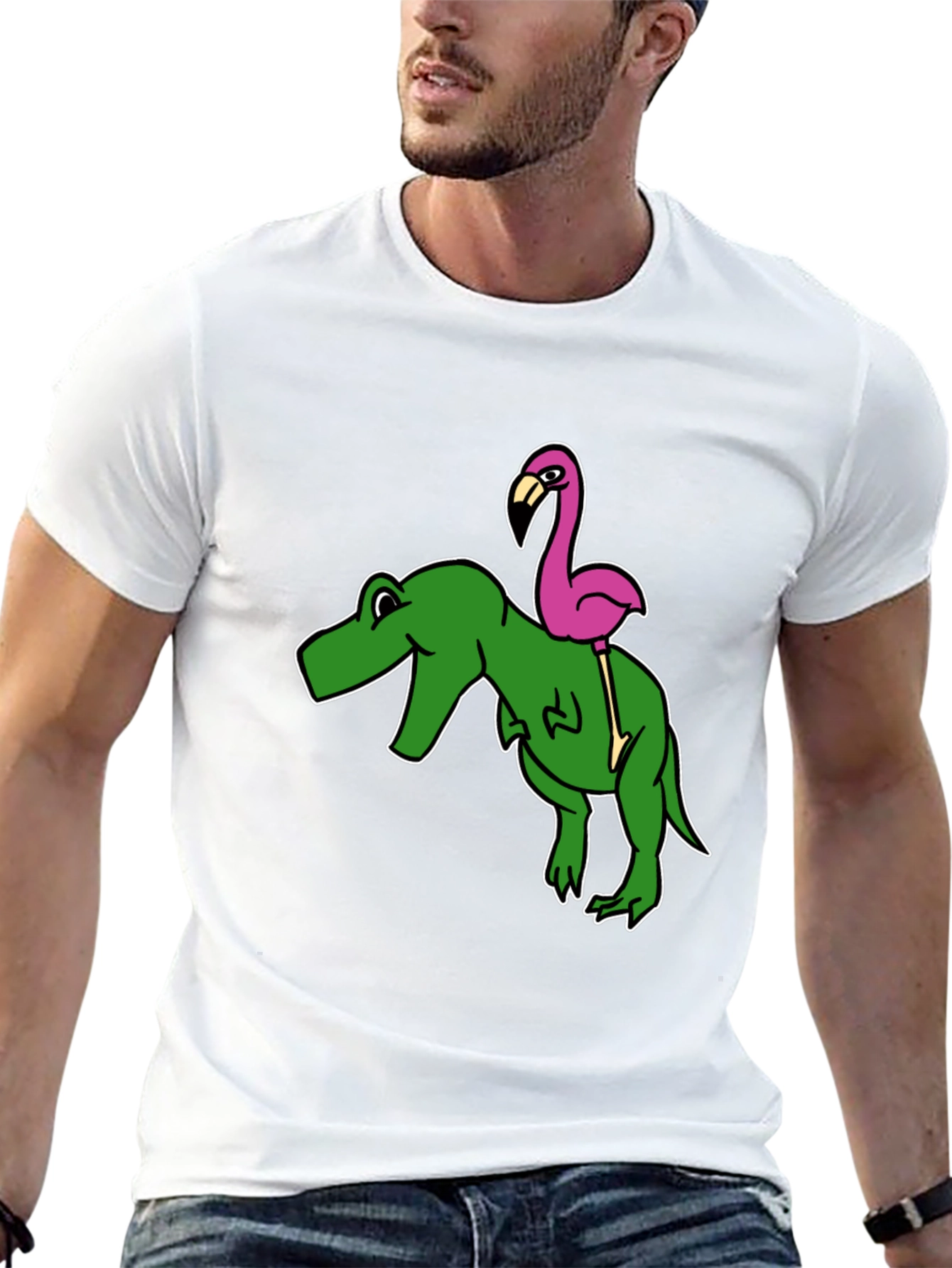 Dino Flamingo T-Shirt - Funny Graphic Tee