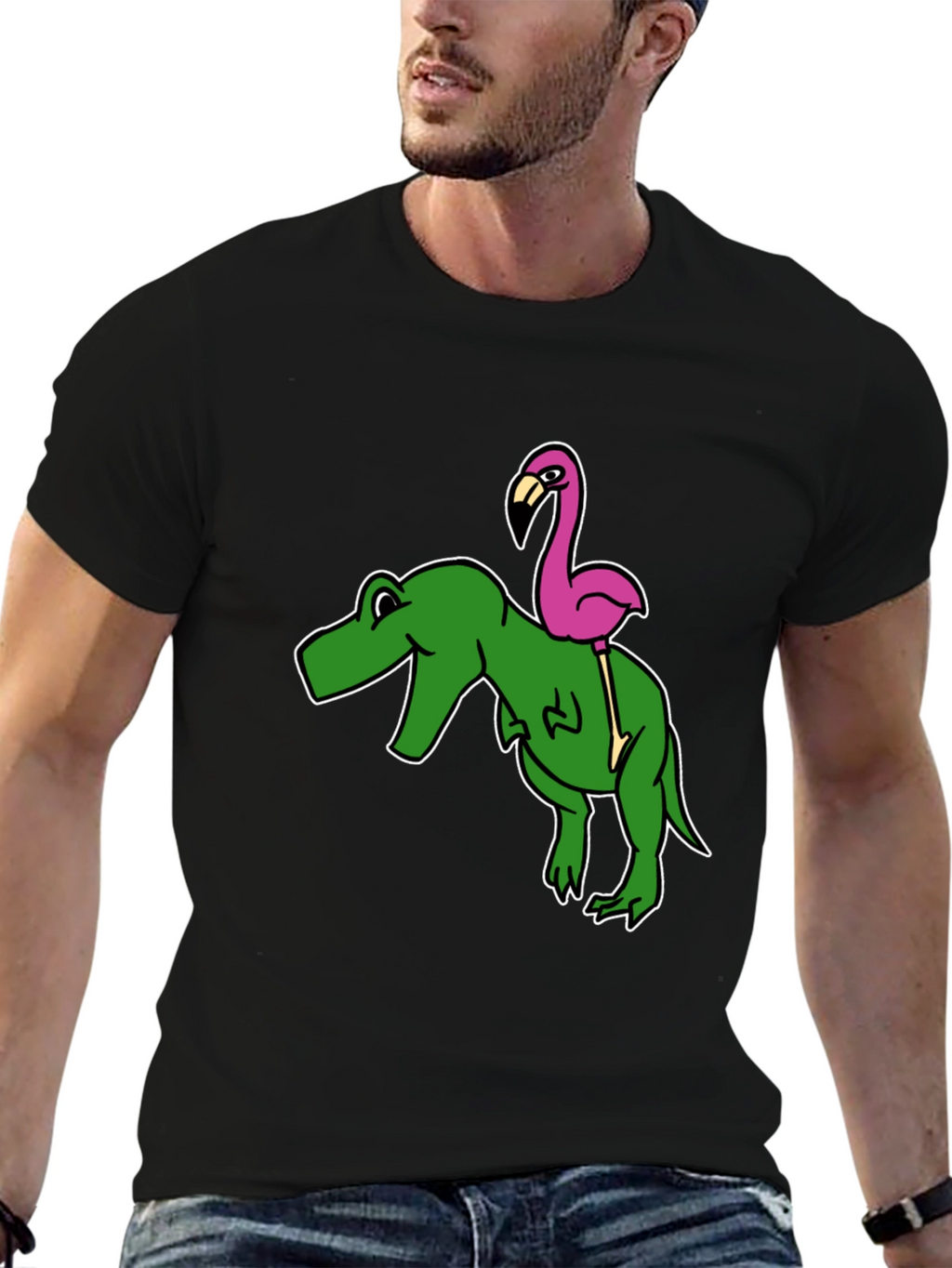 Dino Flamingo T-Shirt - Funny Graphic Tee