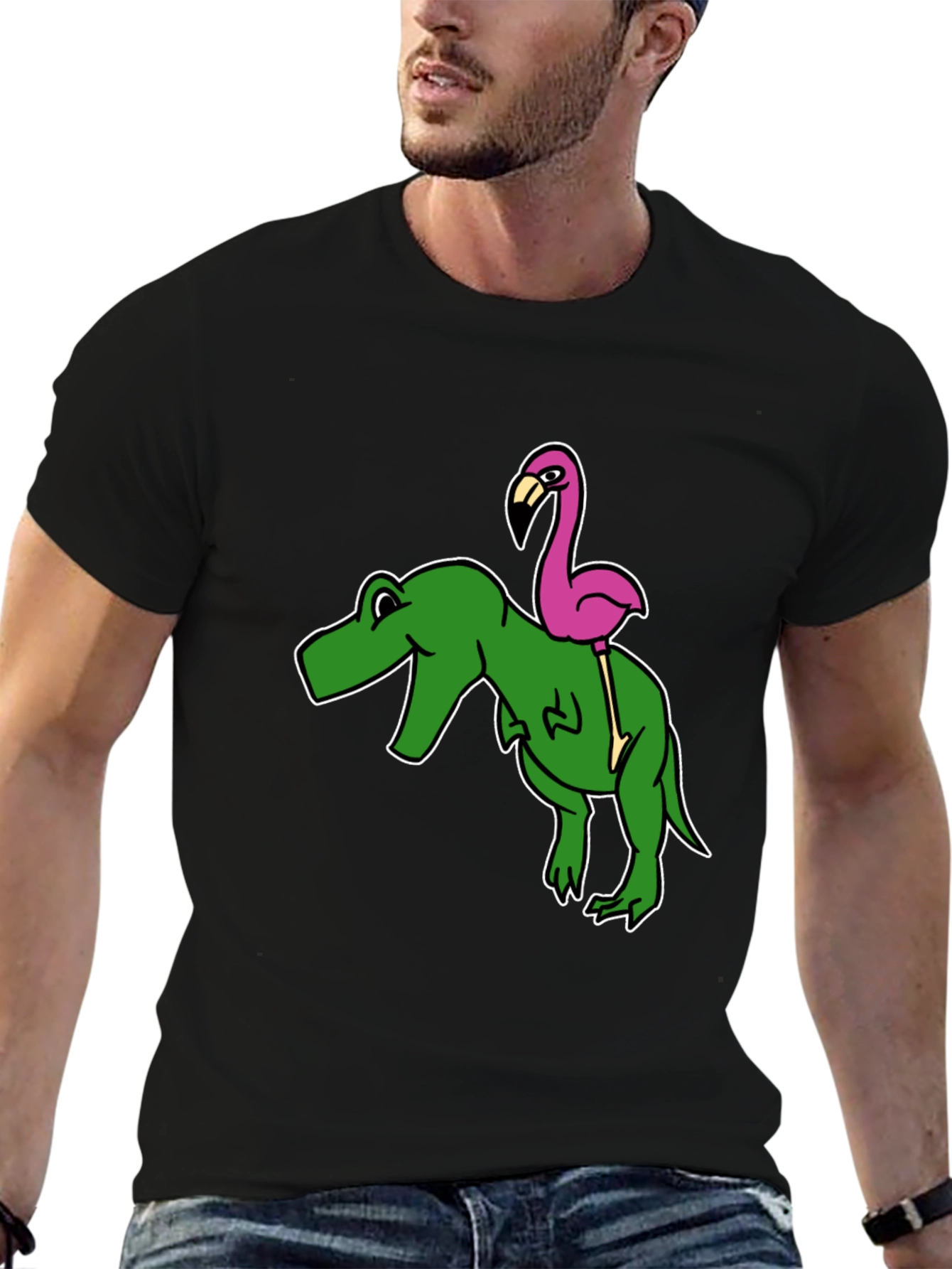 Dino Flamingo T-Shirt - Funny Graphic Tee